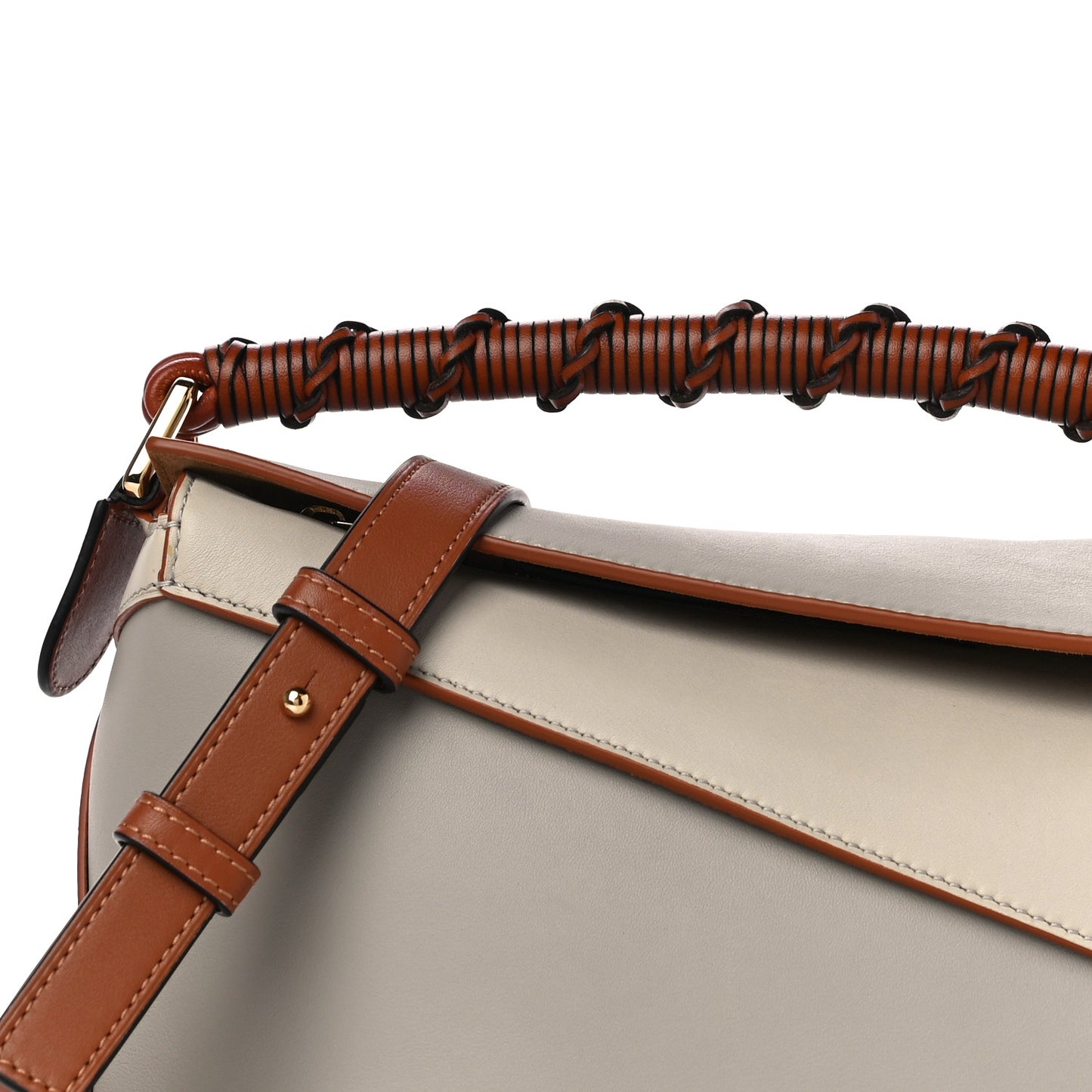 Calfskin Small Puzzle Edge Bag Ghost Soft White