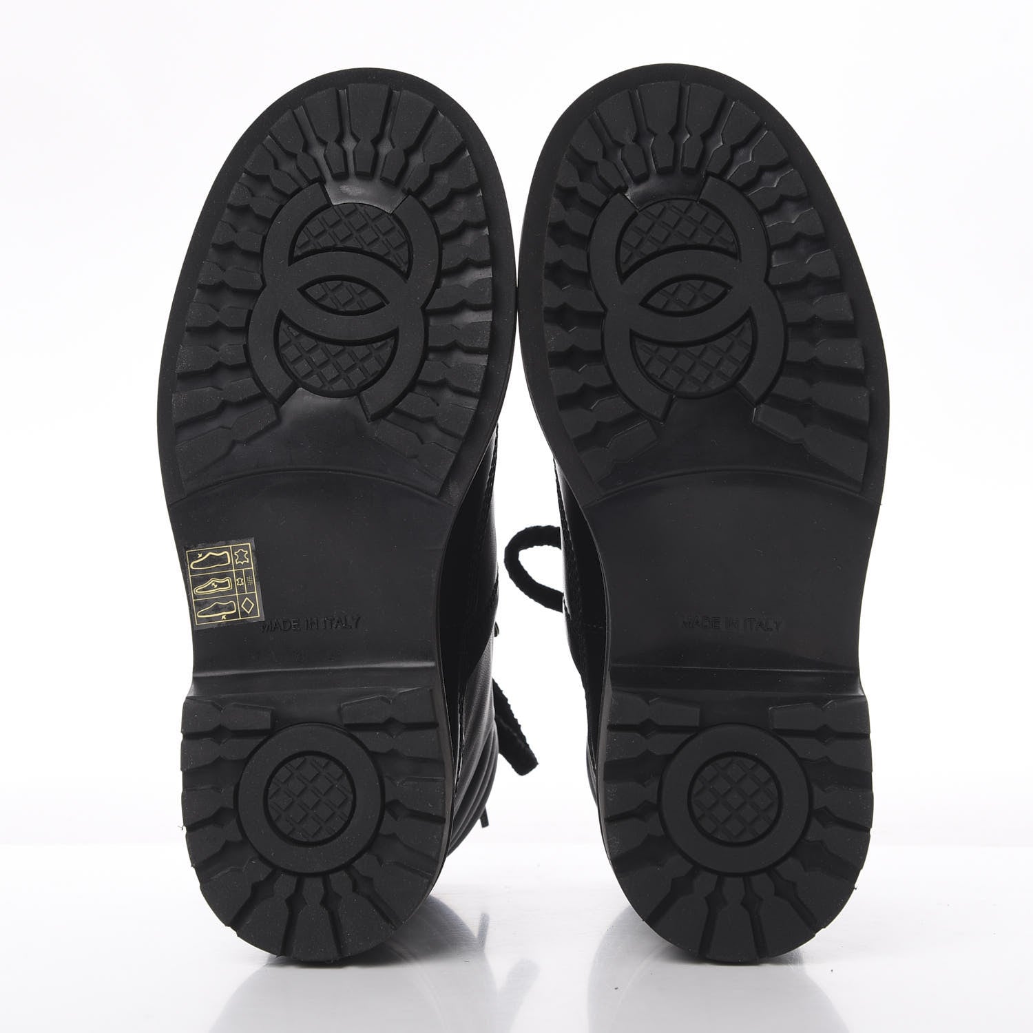 Chanel Calfskin Lambskin Lace Up Boots 35 Black 5 of 11