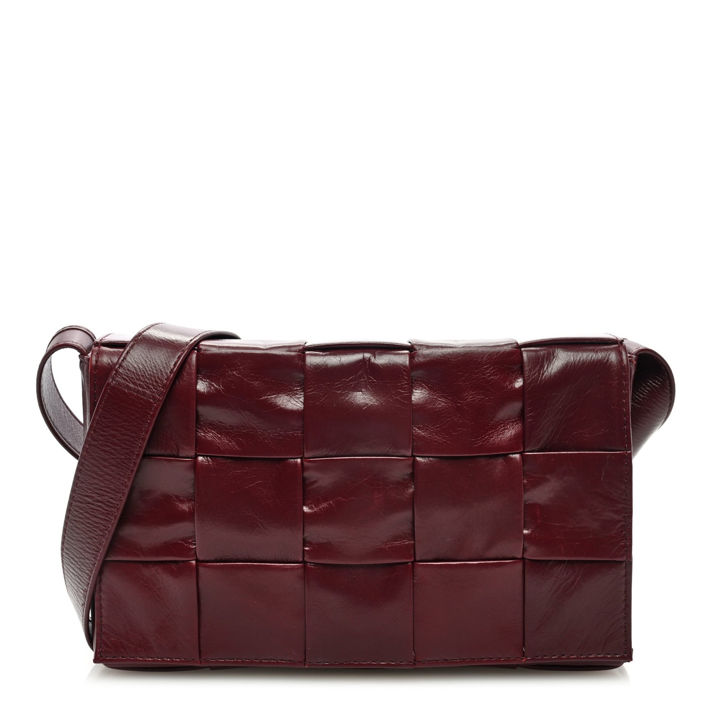 Paper Calfskin Maxi Intreccio Cassette Crossbody Bag Barolo