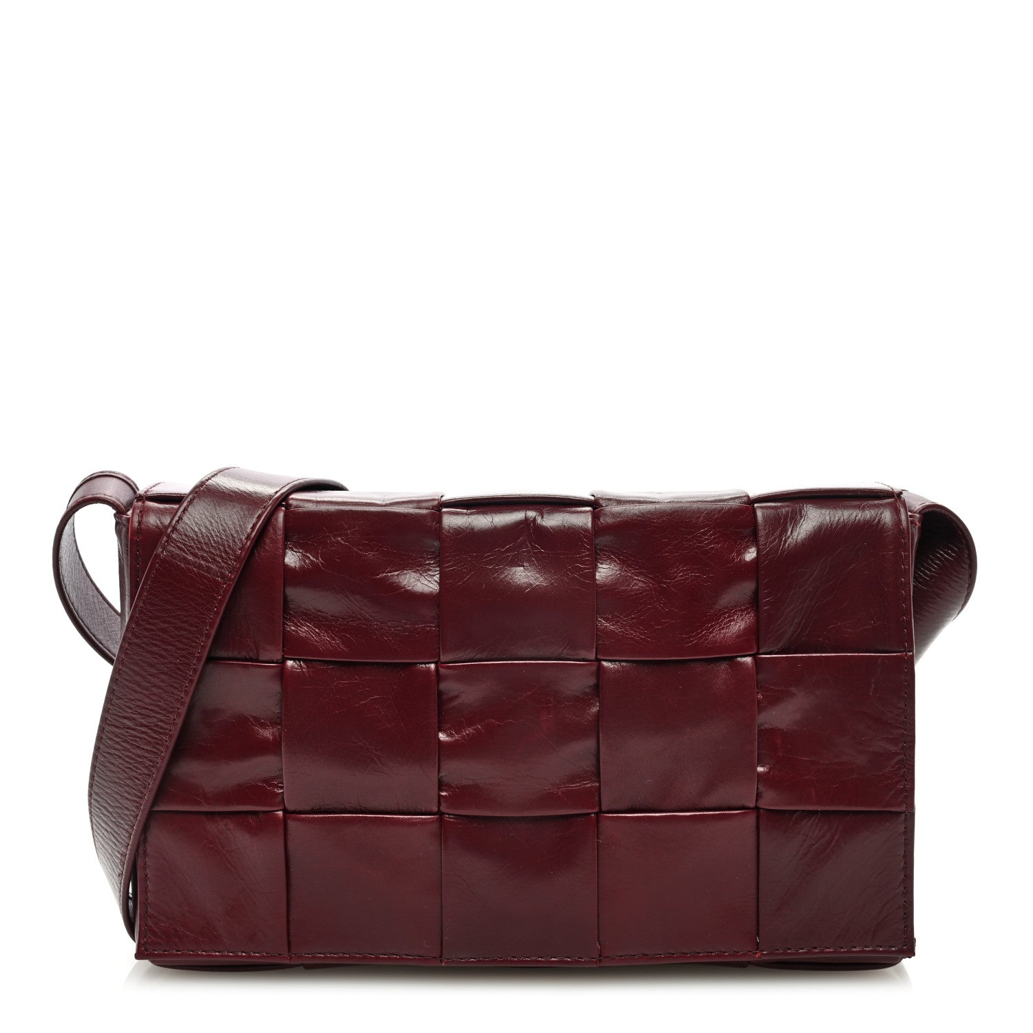 Bottega Veneta Paper Calfskin Maxi Intreccio Cassette Crossbody Bag Barolo 1 of 8