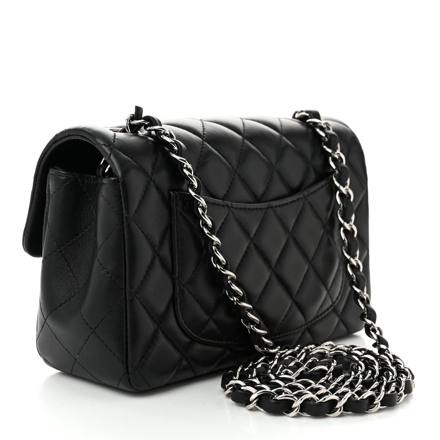 Lambskin Quilted Mini Rectangular Flap Black