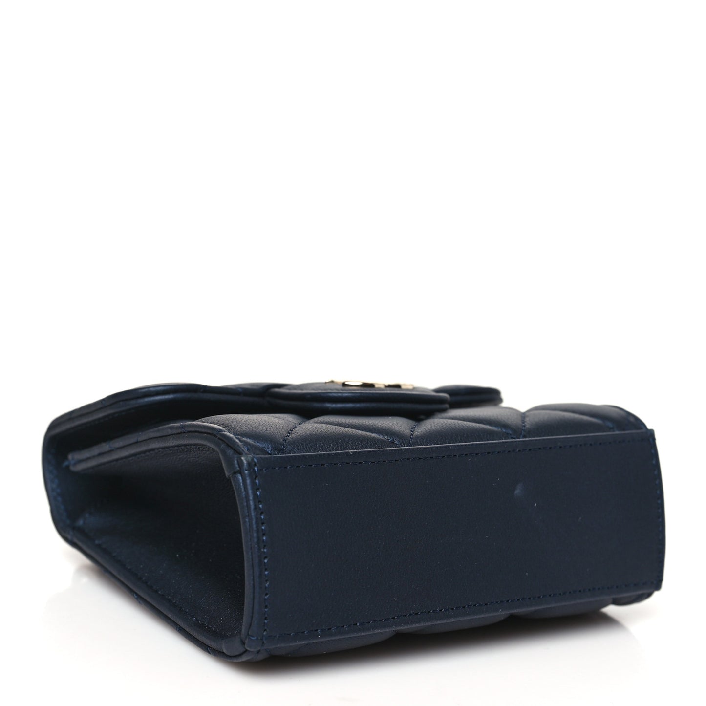 Iridescent Lambskin Quilted Top Handle Flap Clutch With Chain