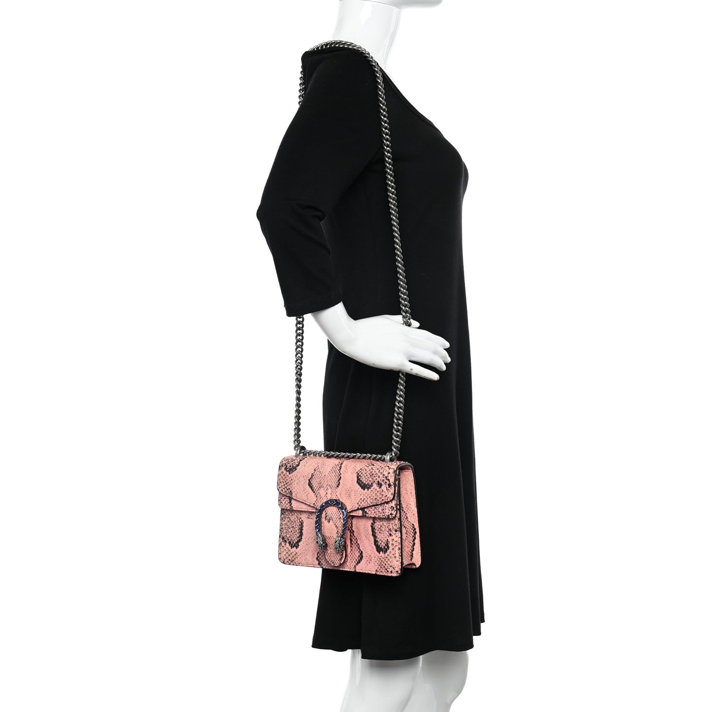 Snakeskin Enamel Mini Dionysus Shoulder Bag Pastel Pink