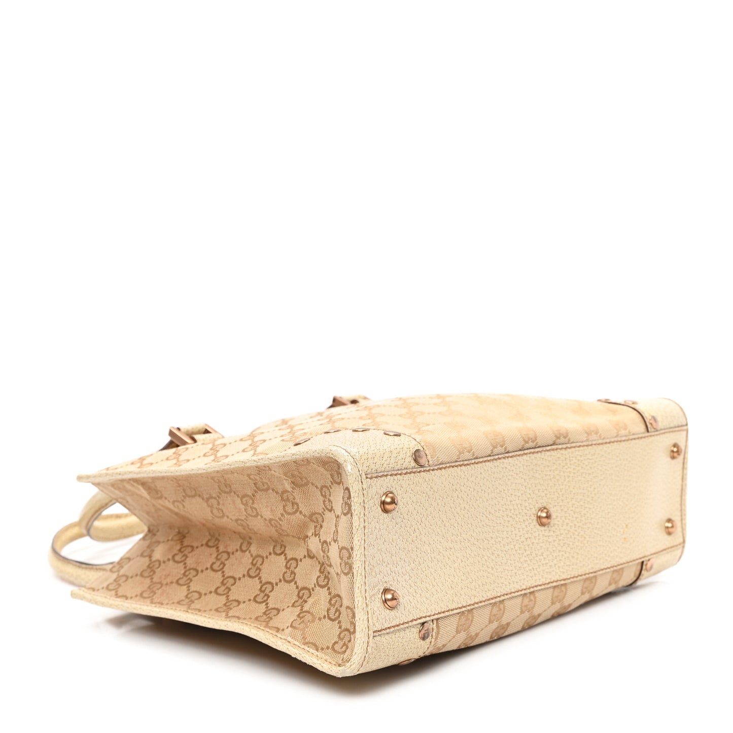 Canvas GG Monogram Calfskin Top Handle Bag White