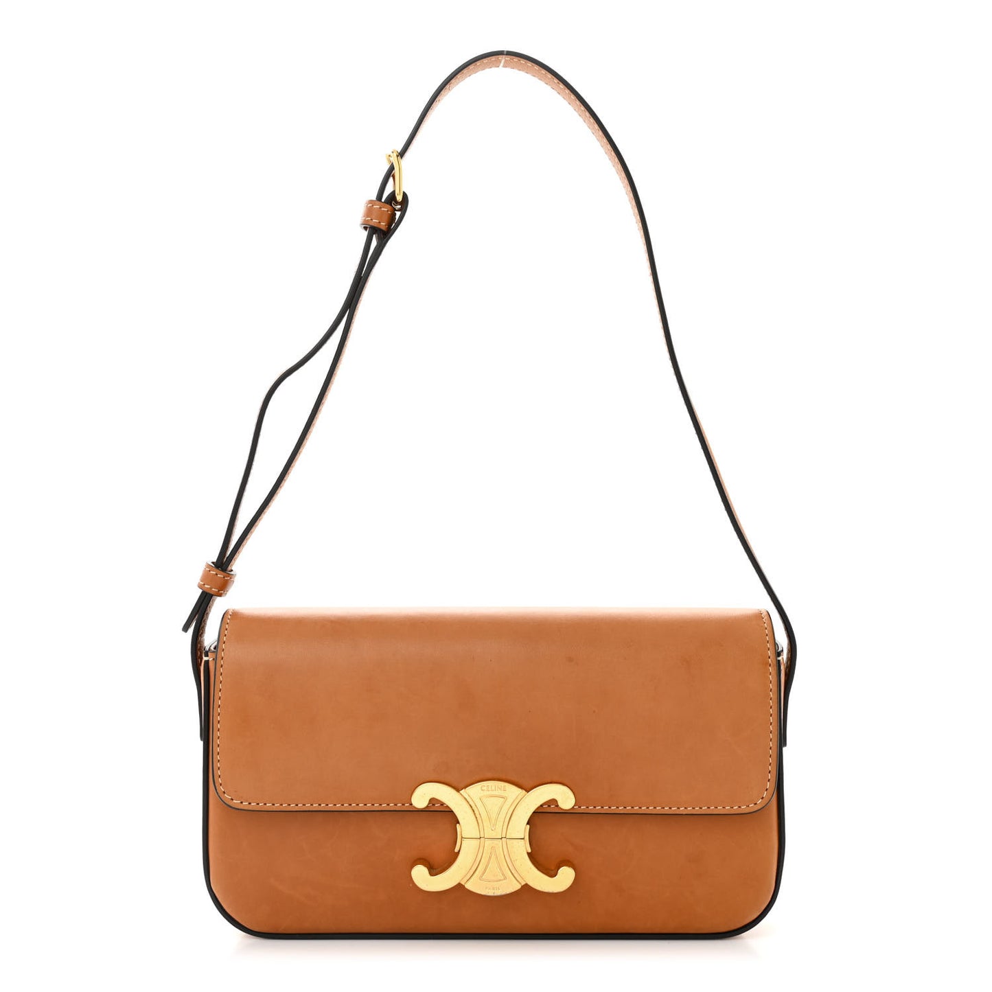Natural Calfskin Triomphe Shoulder Bag Tan