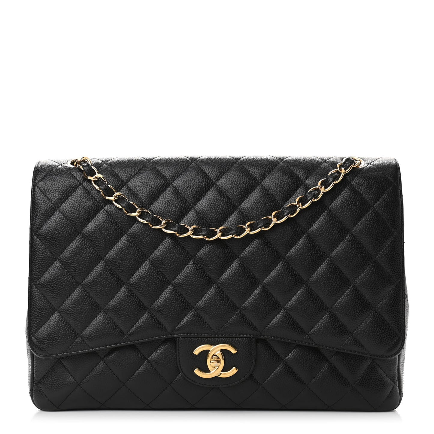 Caviar Quilted Maxi Double Flap Black