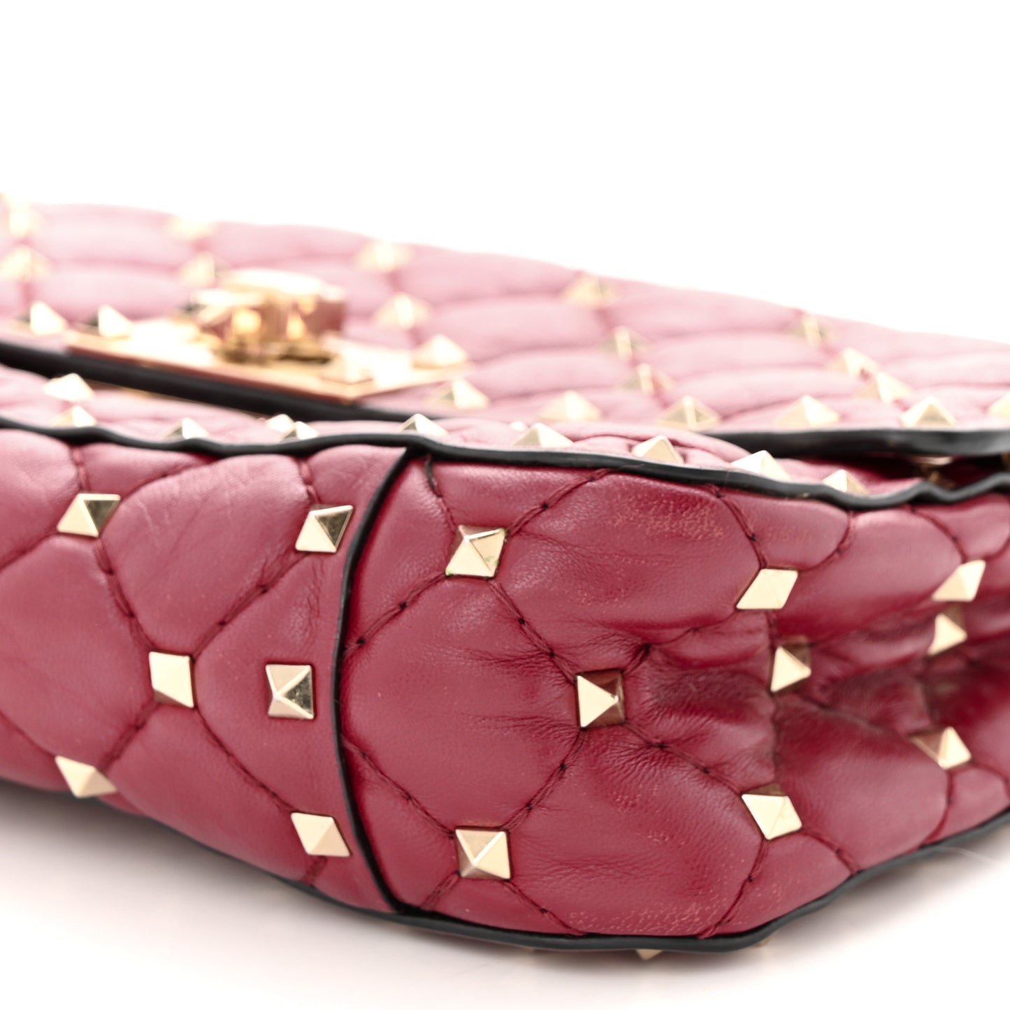 Nappa Small Rockstud Spike Shoulder Bag Rubino