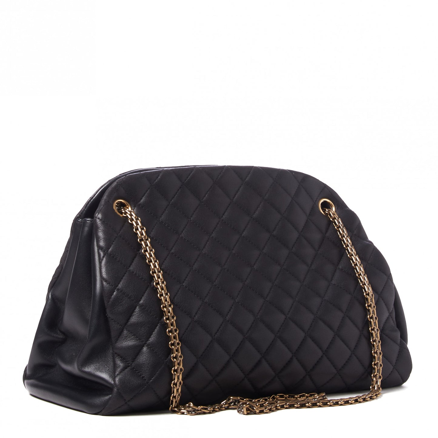Lambskin Quilted Large Just Mademoiselle Bowling Bag Black