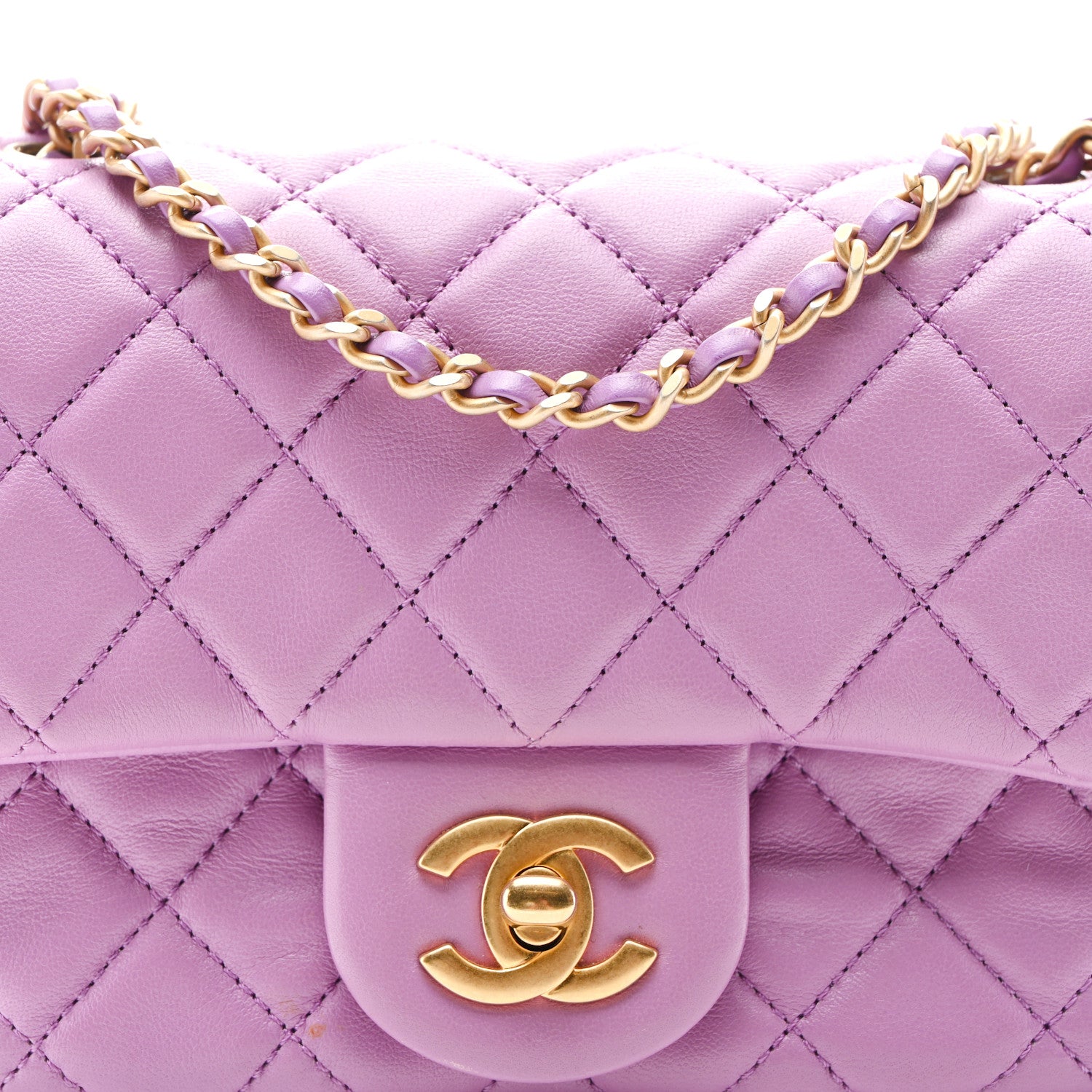 Chanel Lambskin Quilted Mini CC Pearl Crush Flap Purple 8 of 11