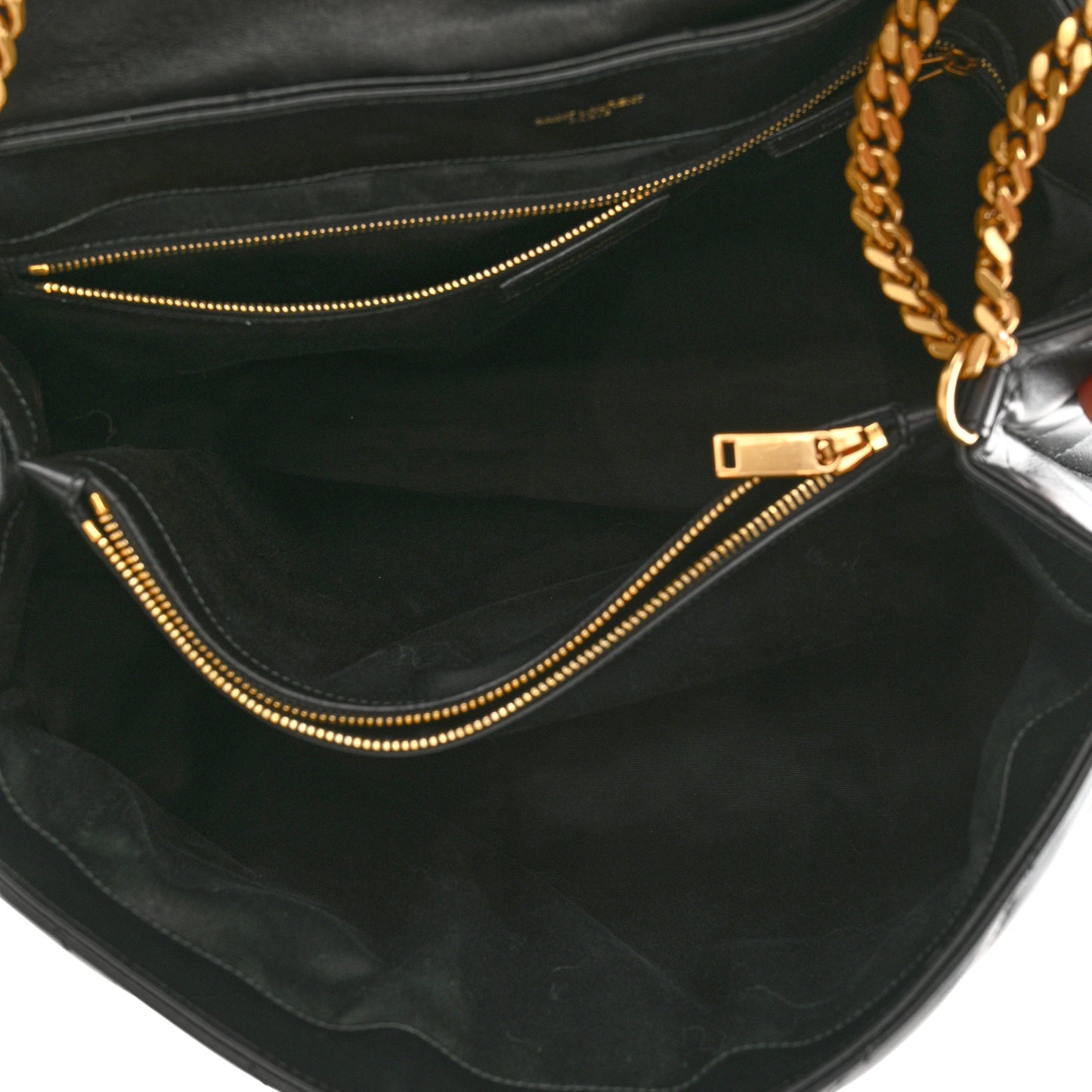 Calfskin Y Quilted Monogram Large Loulou Chain Satchel Black