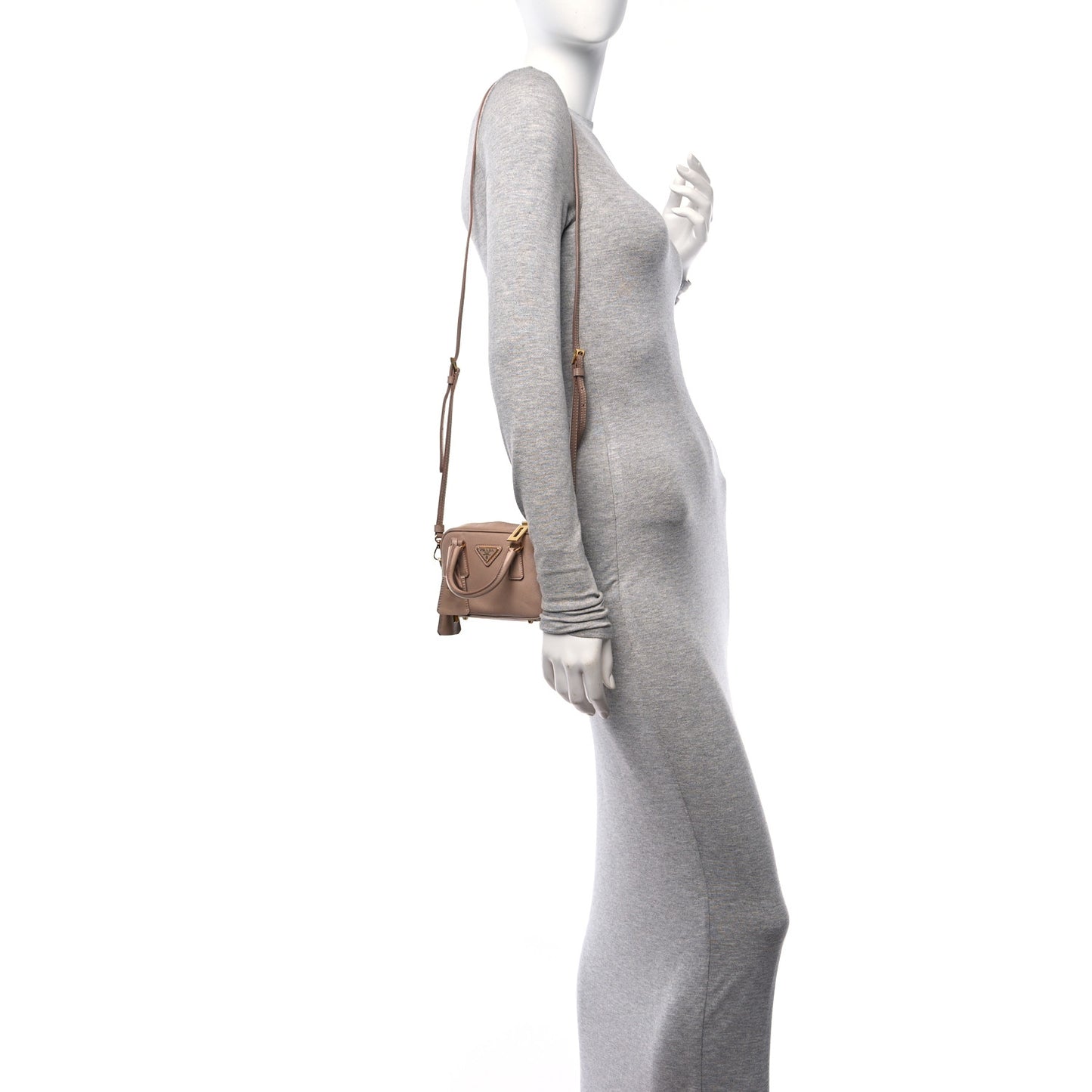 Saffiano Lux Mini Top Handle Crossbody Cammeo