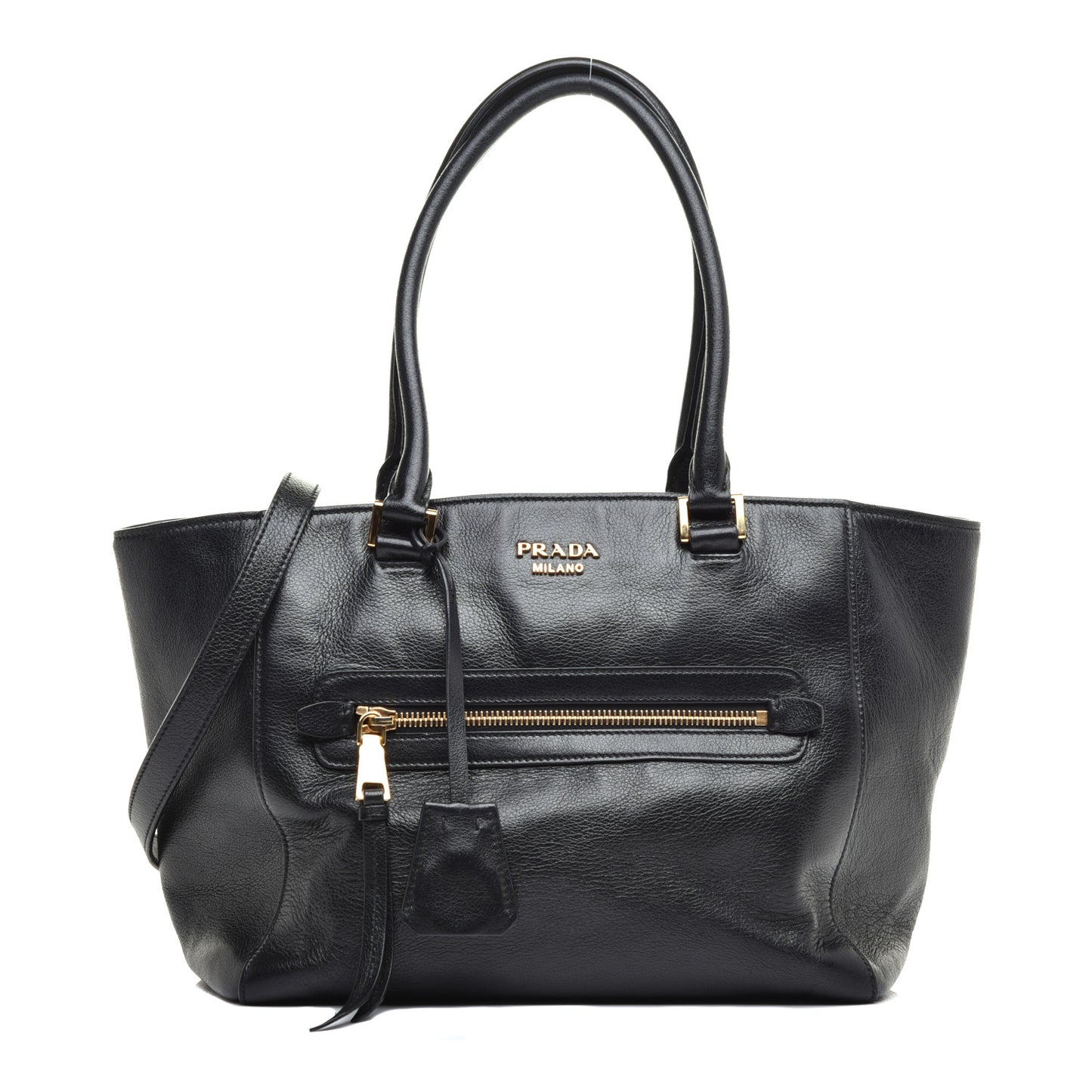 Glace Calfskin Shopping Tote Black