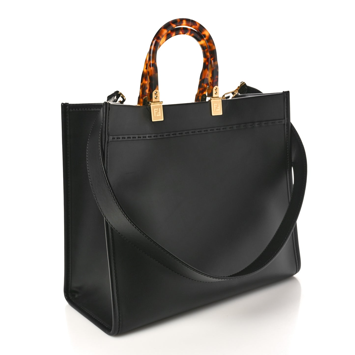Vitello King Plexiglass Medium Fendi Sunshine Shopper Tote Black
