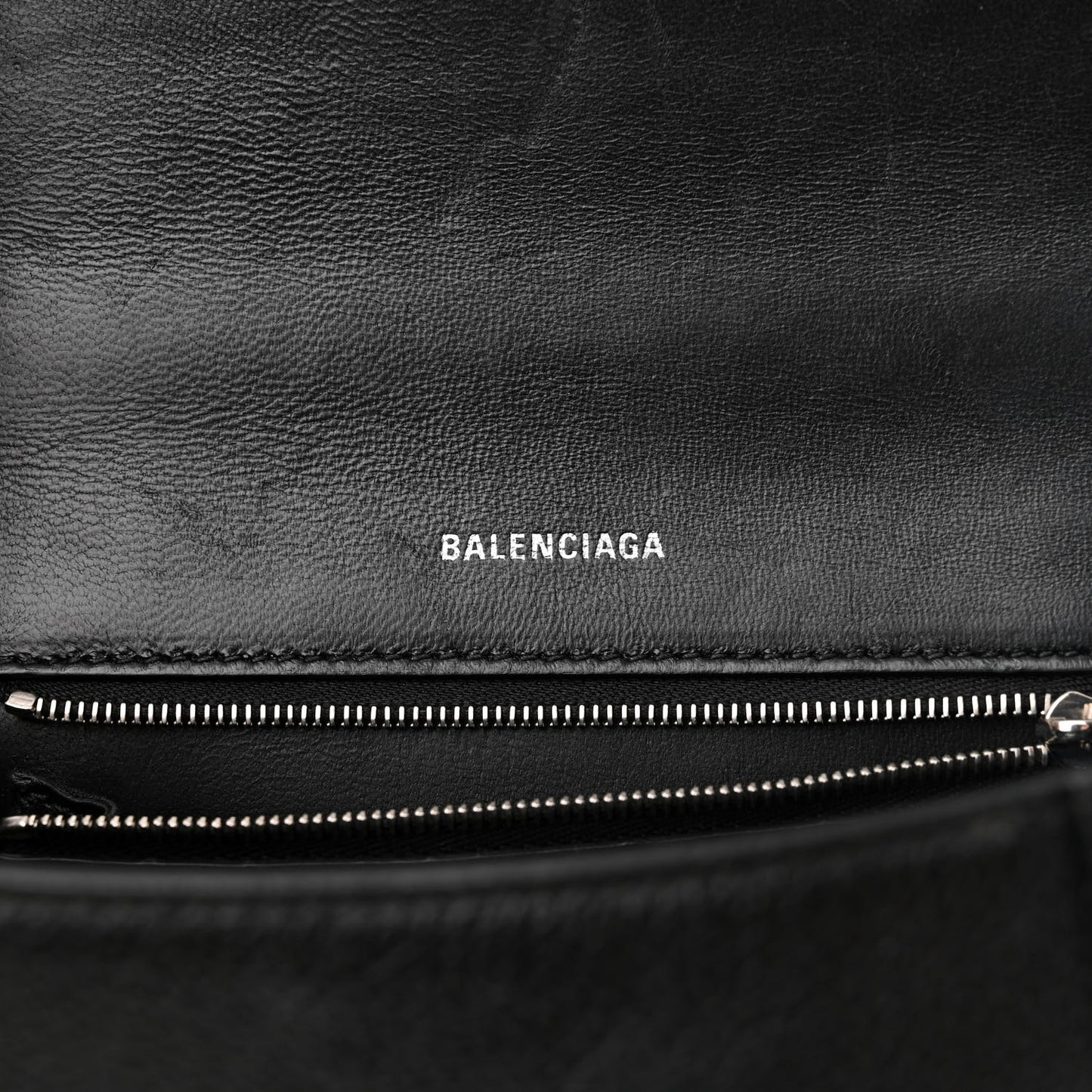 Grained Calfskin Small Hourglass Top Handle Bag Black