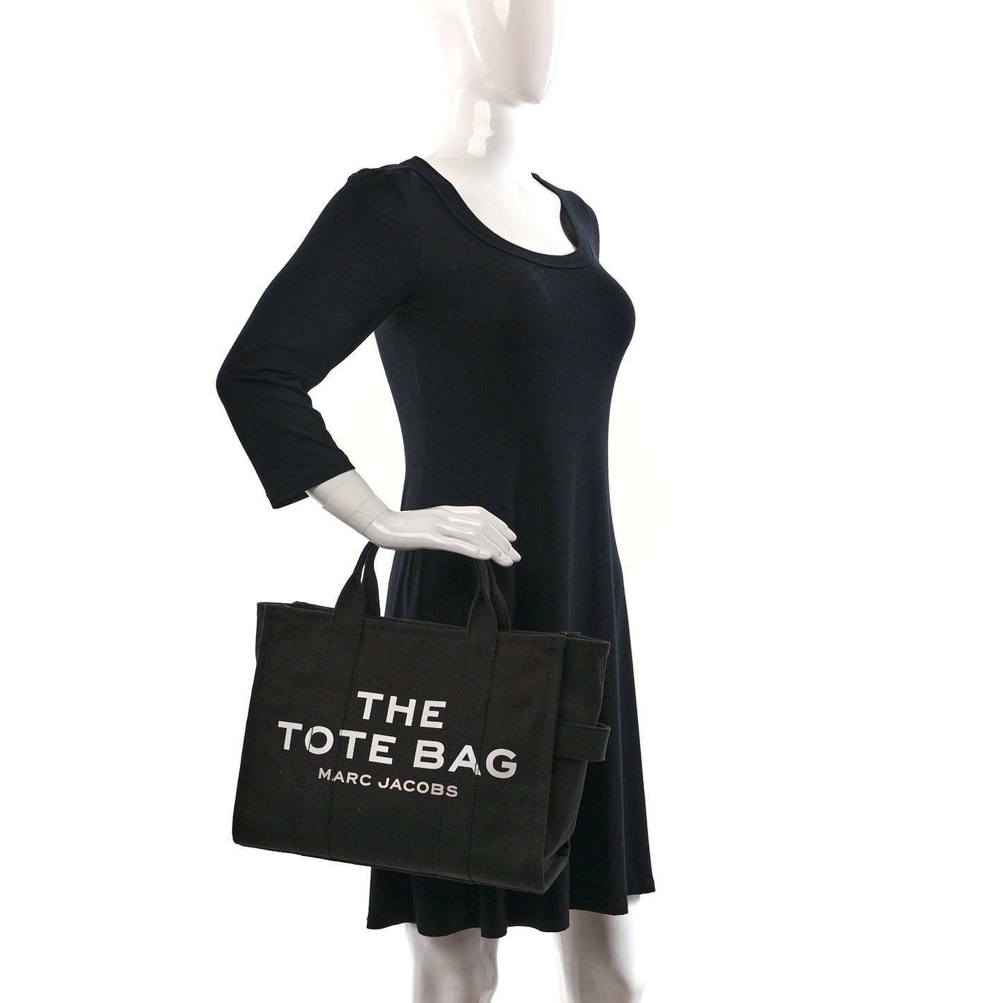 Cotton Canvas Medium The Traveler Tote Bag Black