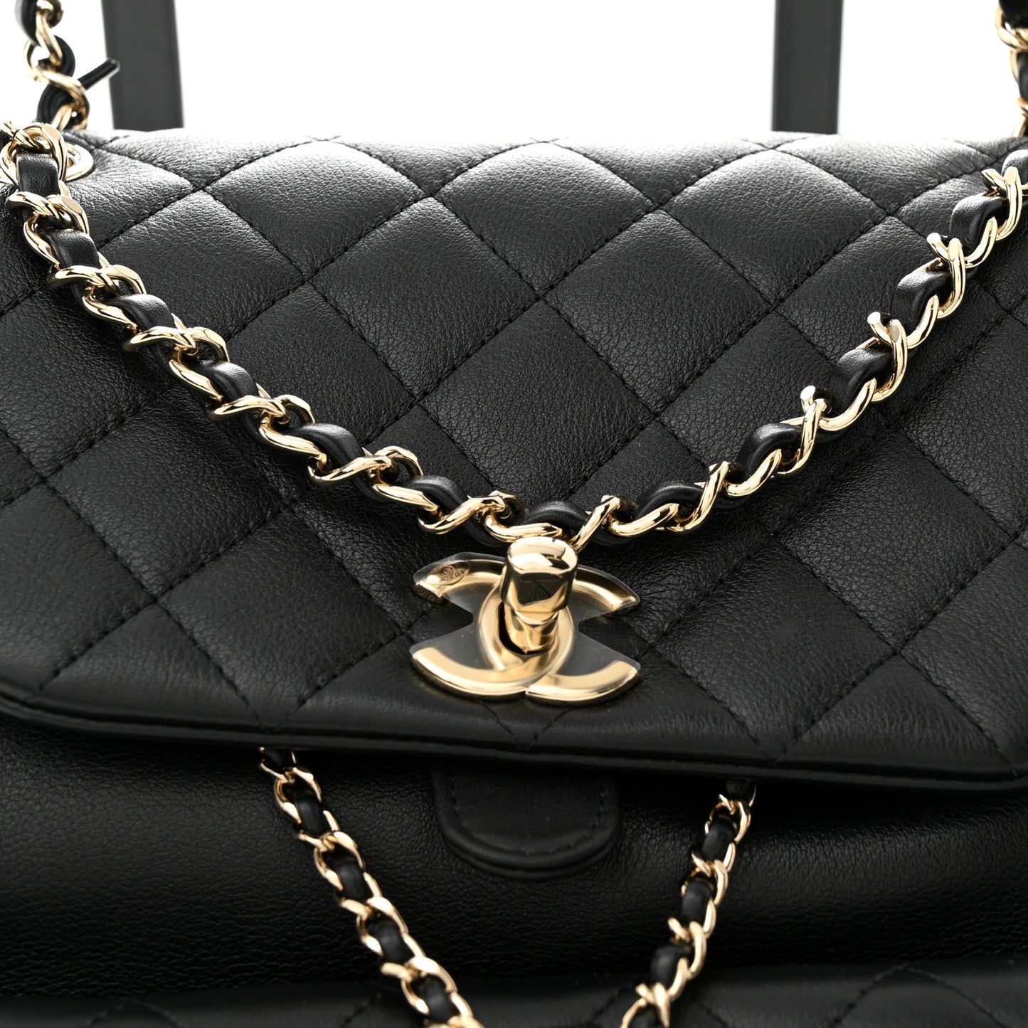 Lambskin Quilted Large Duma Drawstring Backpack Black