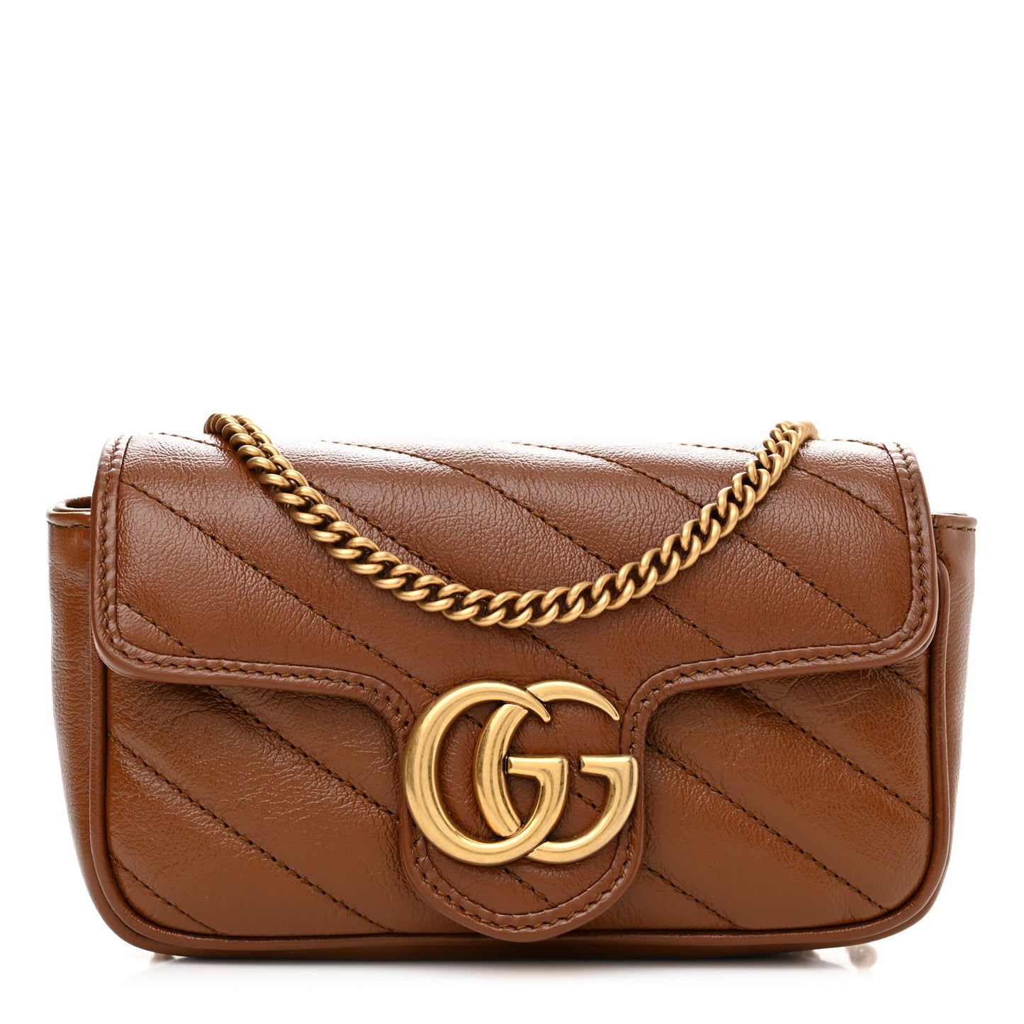 Azalea Calfskin Matelasse Diagonal Super Mini GG Marmont Shoulder Bag Cuir