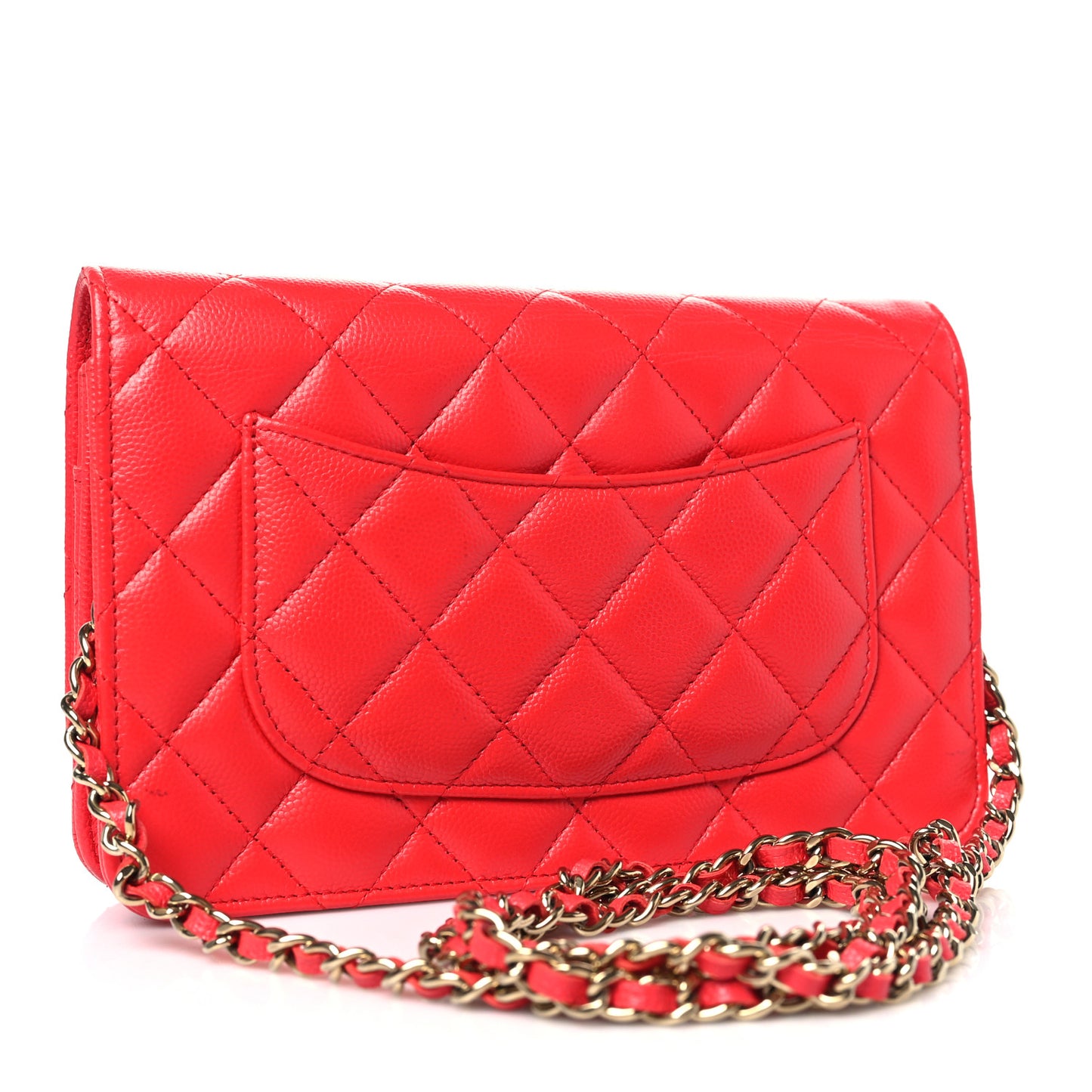 Caviar Quilted Wallet on Chain WOC Red