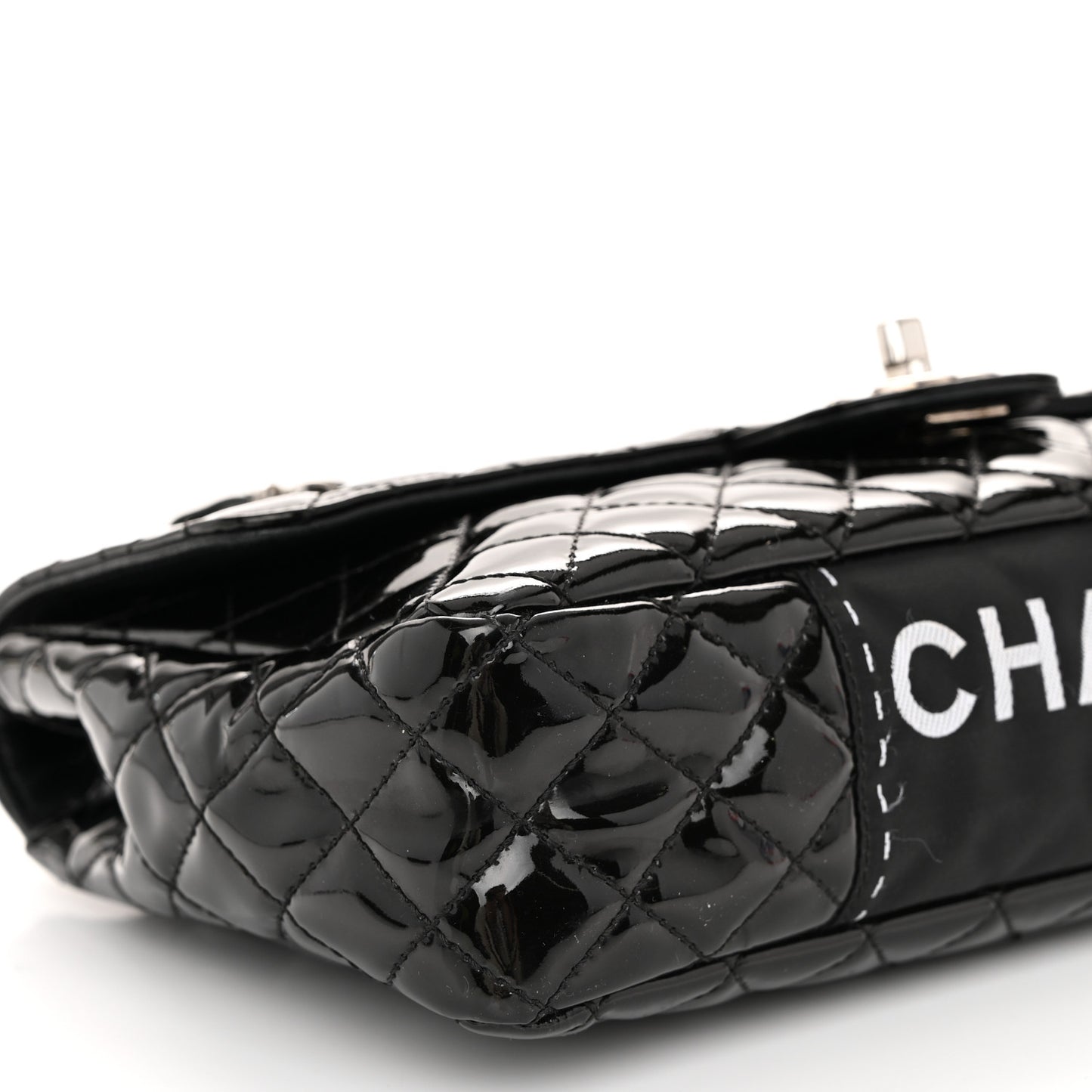 Patent Quilted Secret Label Medium Flap Black