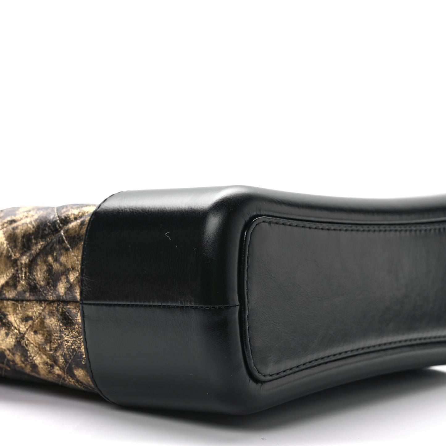 Metallic Crumpled Goatskin Quilted Medium Gabrielle Hobo Black Gold