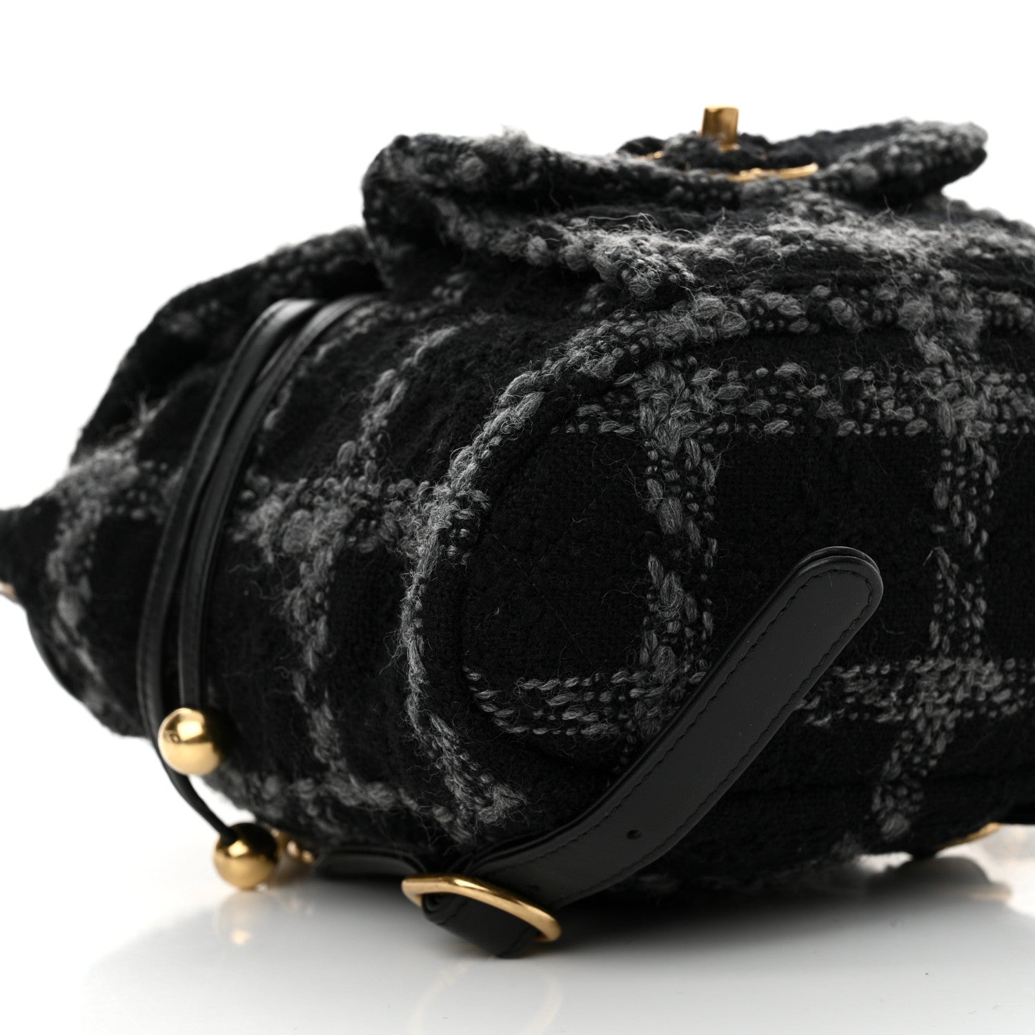 Chanel Wool Tweed Elegant Backpack Black Grey 9 of 12