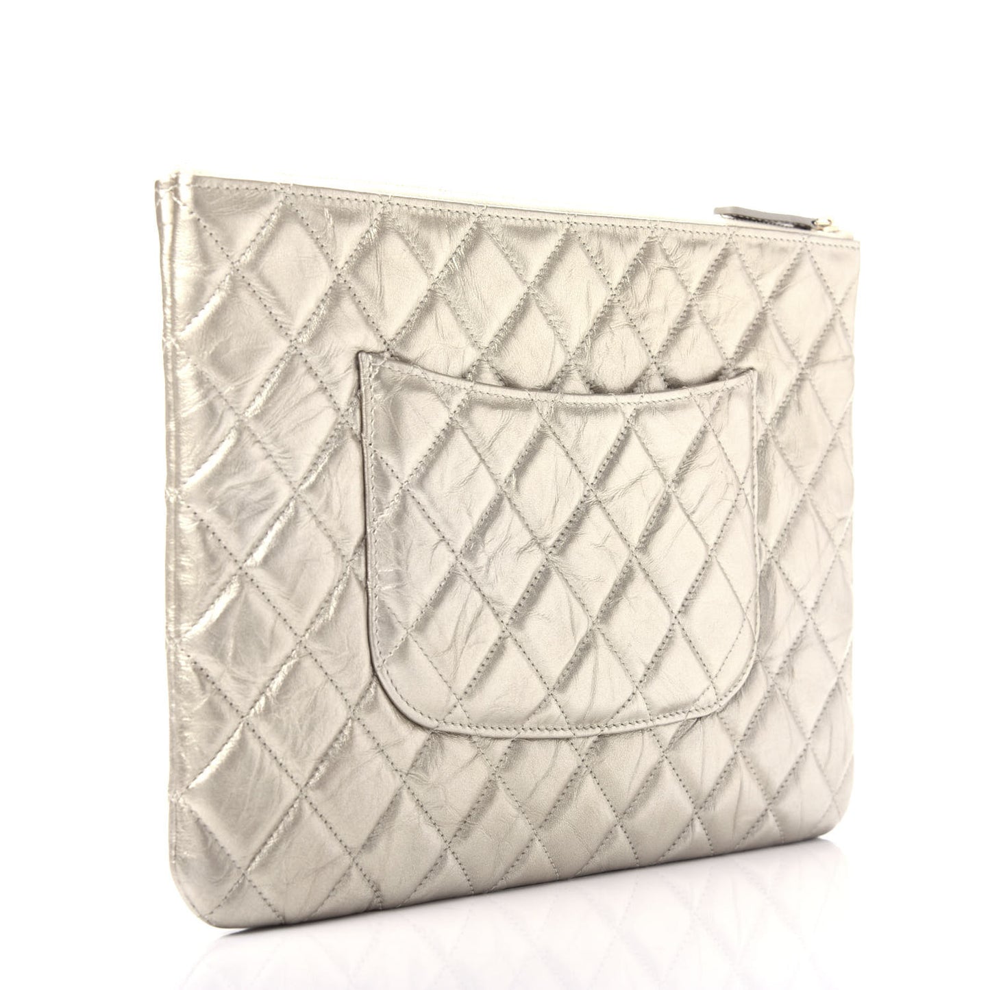 Metallic Aged Calfskin Quilted Medium 2.55 Reissue Cosmetic Case Gold
