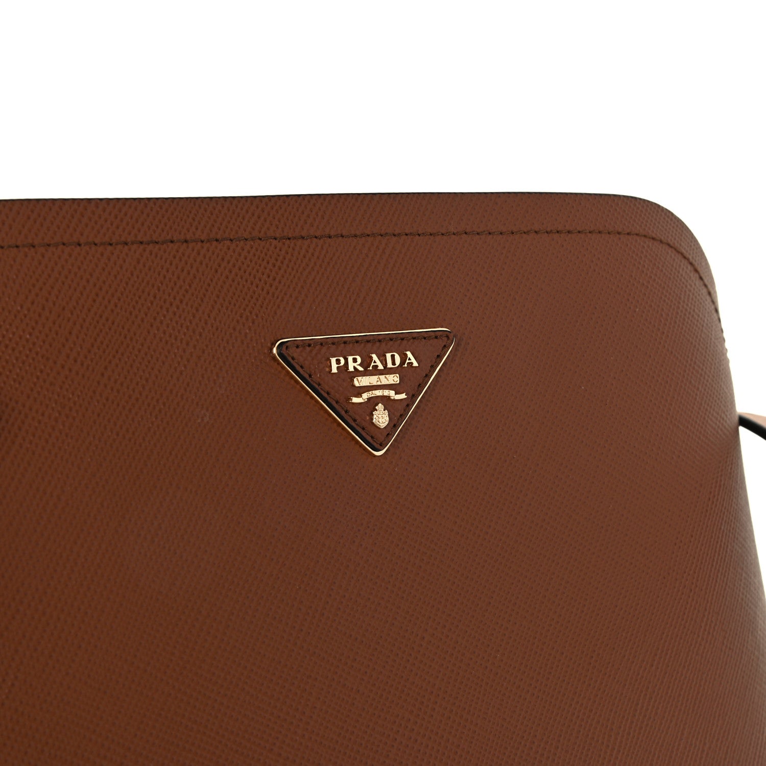 Prada Saffiano Cuir Calfskin Matinee Tote Cognac Black 6 of 11