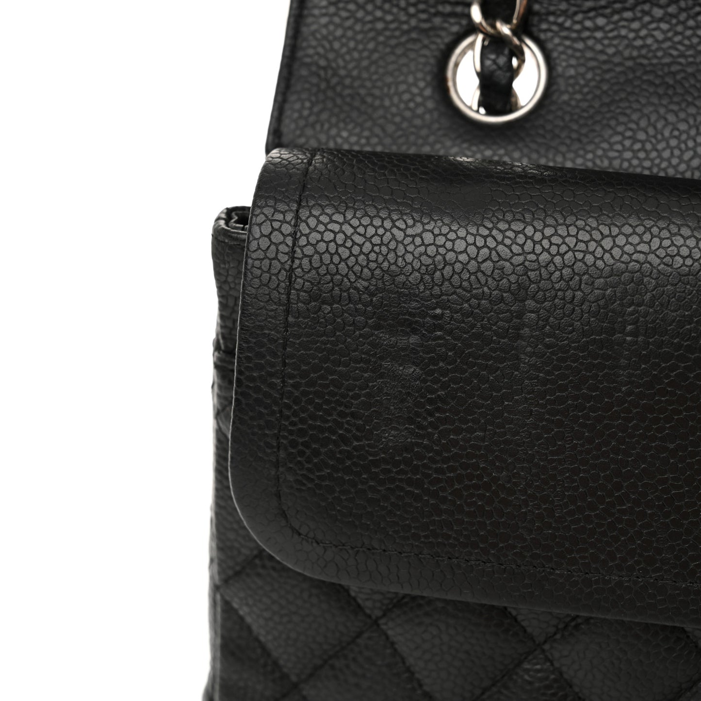 Caviar Quilted Medium Double Flap Black