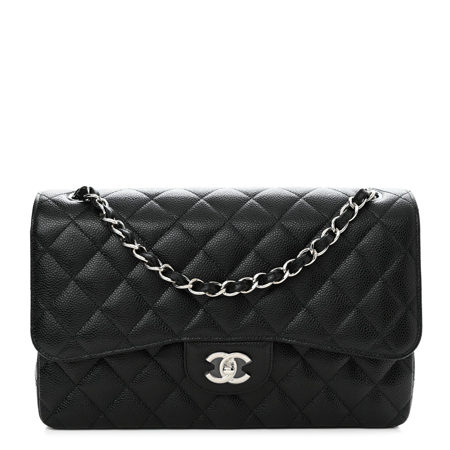 Caviar Quilted Jumbo Double Flap Black