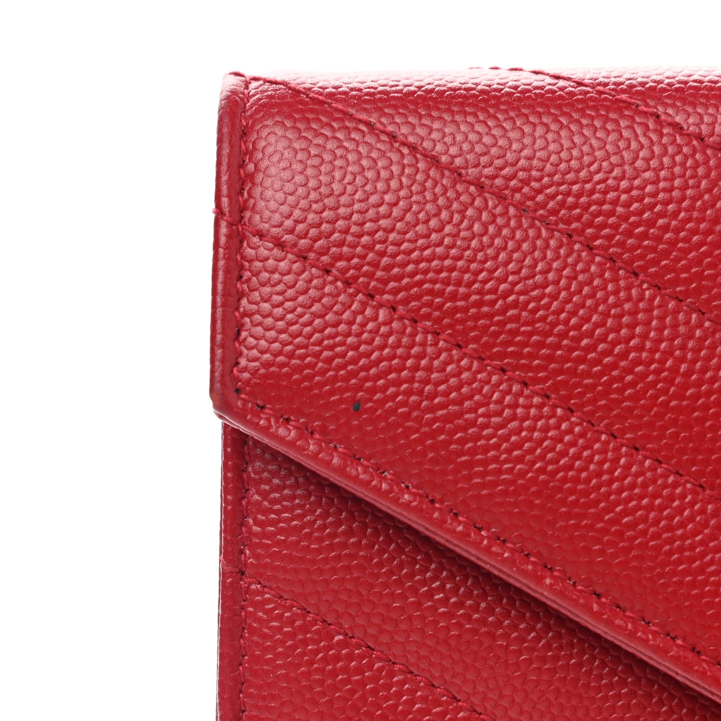 Grain De Poudre Matelasse Chevron Small Monogram Envelope Wallet New Red