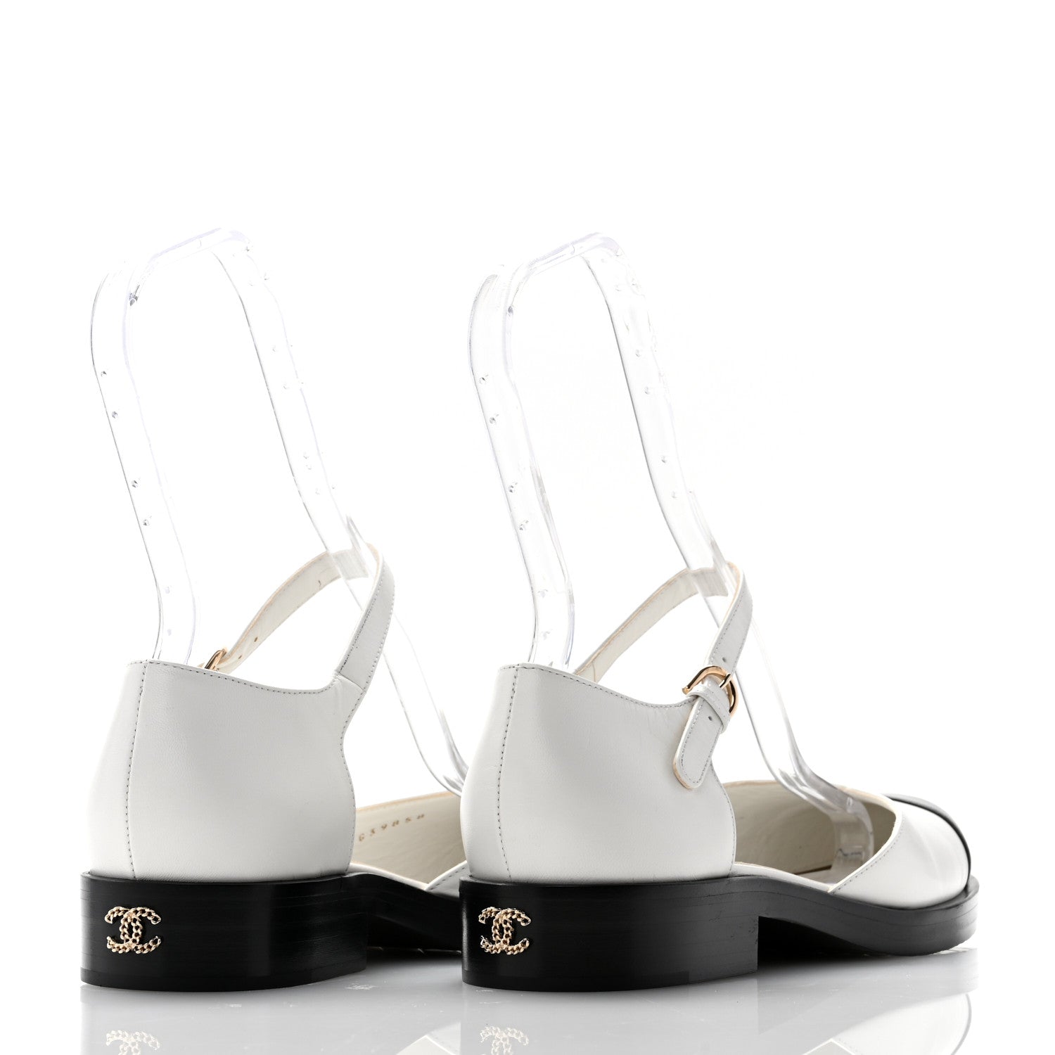 Chanel Shiny Goatskin Mary Jane Flats 41 White Black 4 of 10