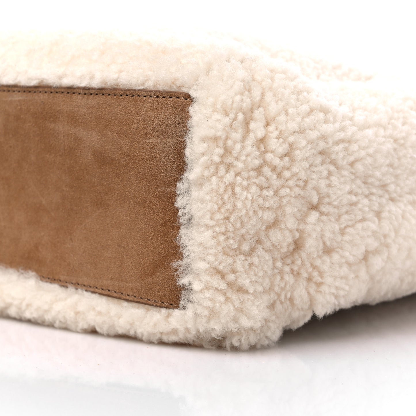 X UGG Suede Shearling Medium Shopping Bag Natural