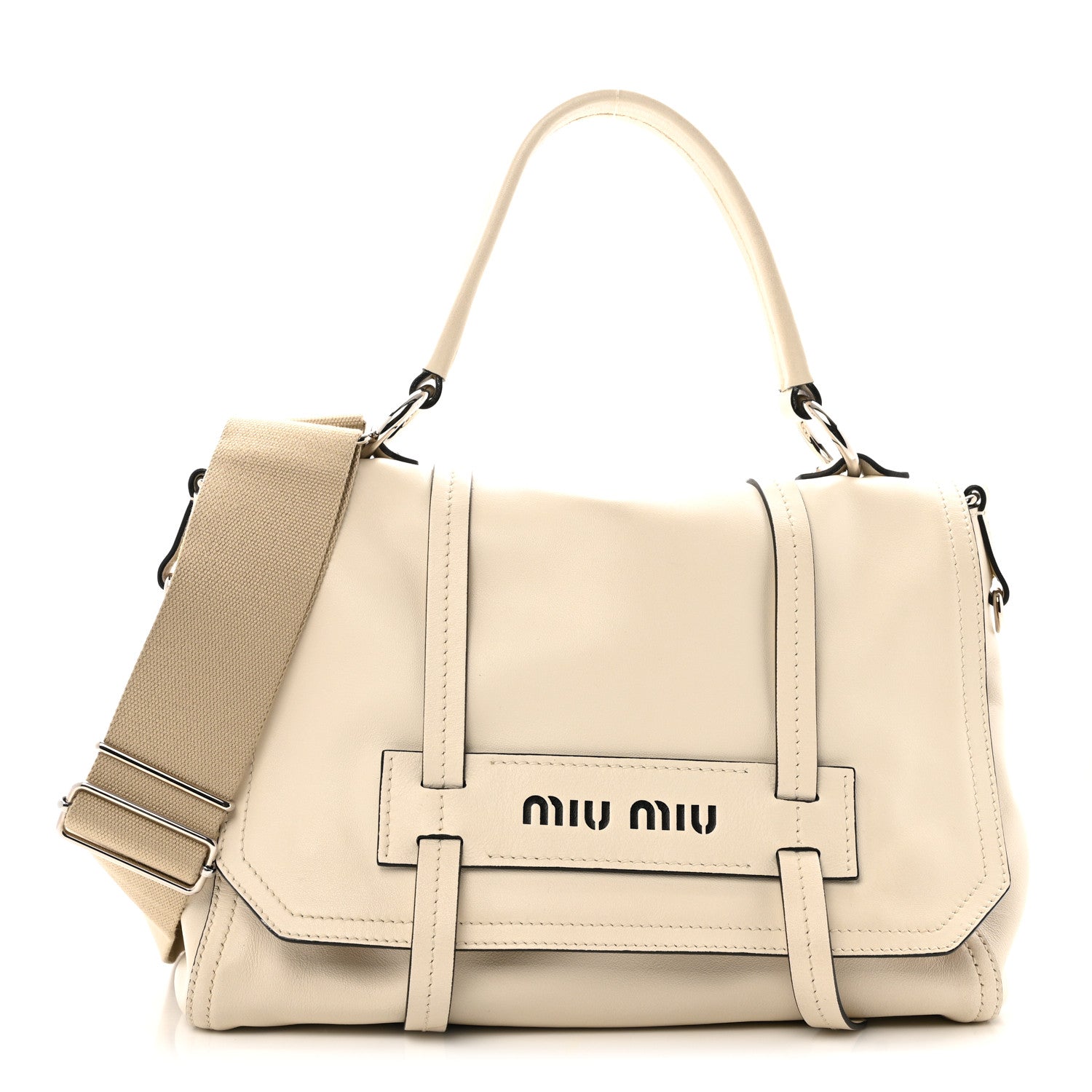 MiuMiu Grace Lux Leather ショルダーバッグ Miu Miu Grace Lux Messenger White 1840922 – FASHIONPHILE