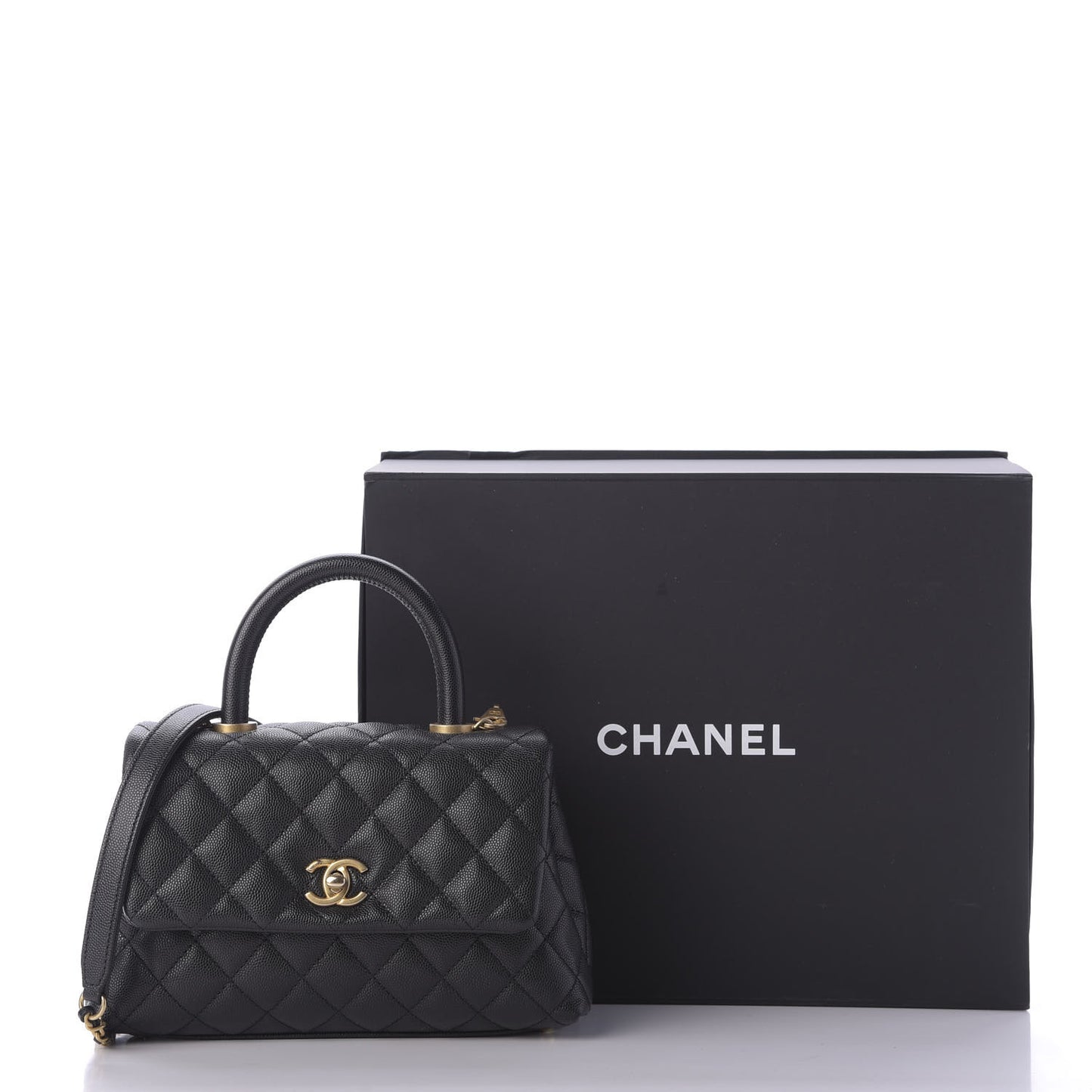 Caviar Quilted Mini Coco Handle Flap Black