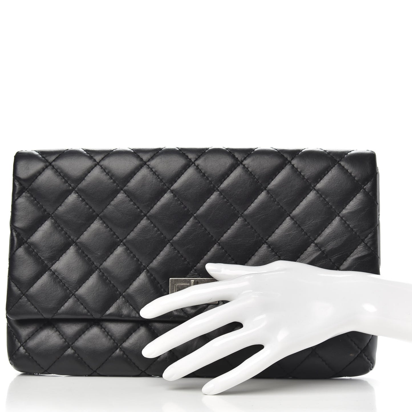 Aged Calfskin Quilted Reissue 2.55 Clutch Black