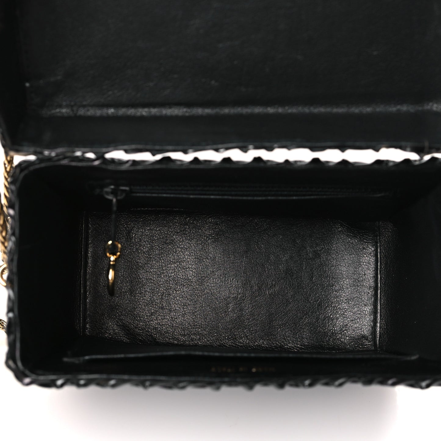 Patent Rattan Basket Shoulder Bag Black