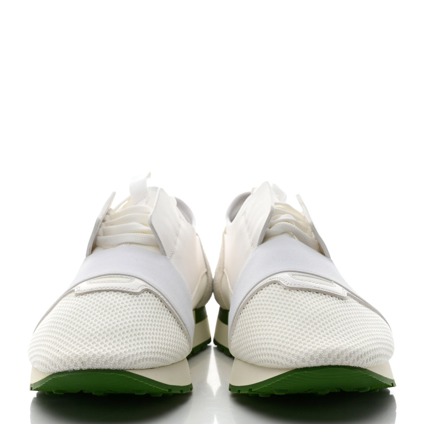 Calfskin Neoprene Mesh Suede Mens Race Runner Sneakers 44 White Green