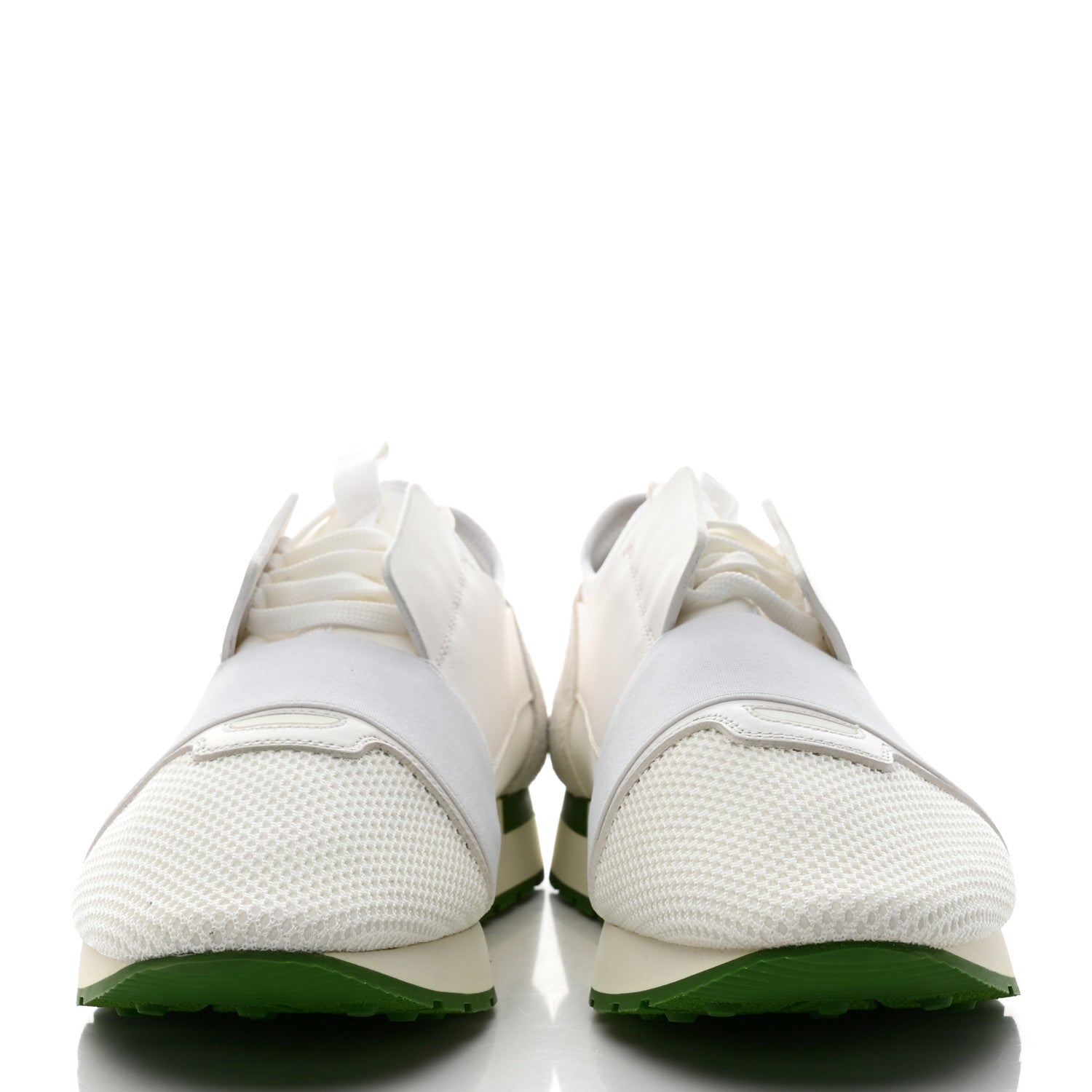 Balenciaga Calfskin Neoprene Mesh Suede Mens Race Runner Sneakers 44 White Green 2 of 9