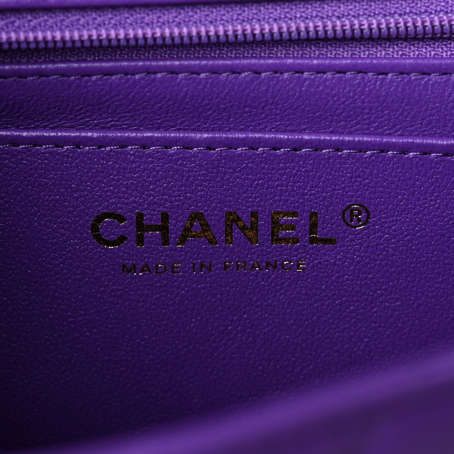 Lambskin Quilted Mini Top Handle Rectangular Flap Dark Purple