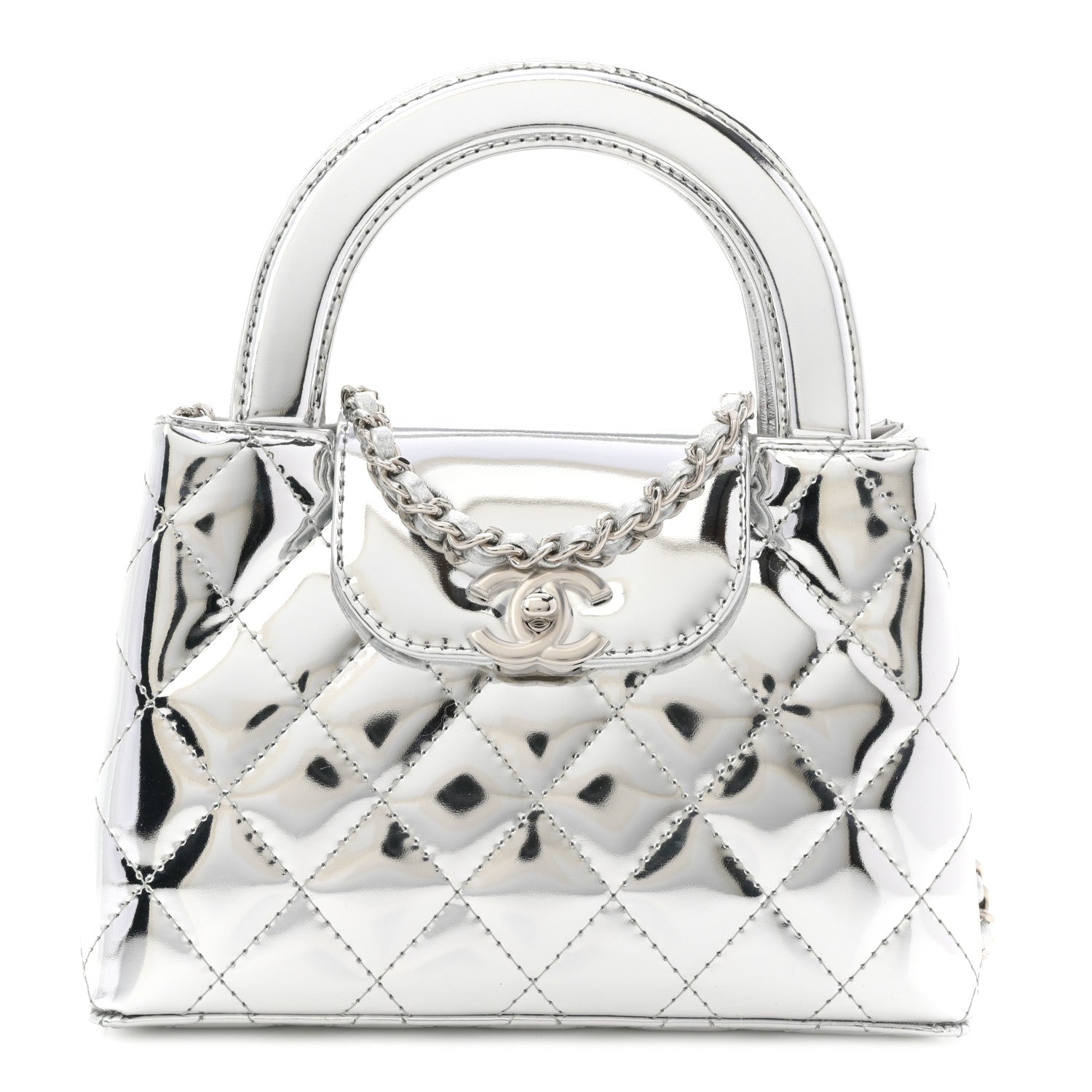 Chanel Mirror Calfskin Metallic Calfskin Quilted Nano Kelly