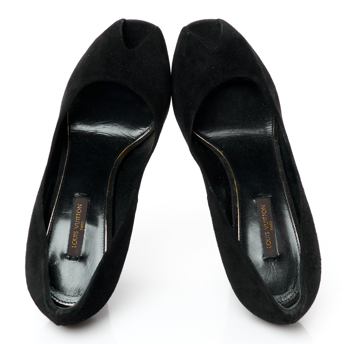 Suede Crystal Peep Toe Wedge 37 Black