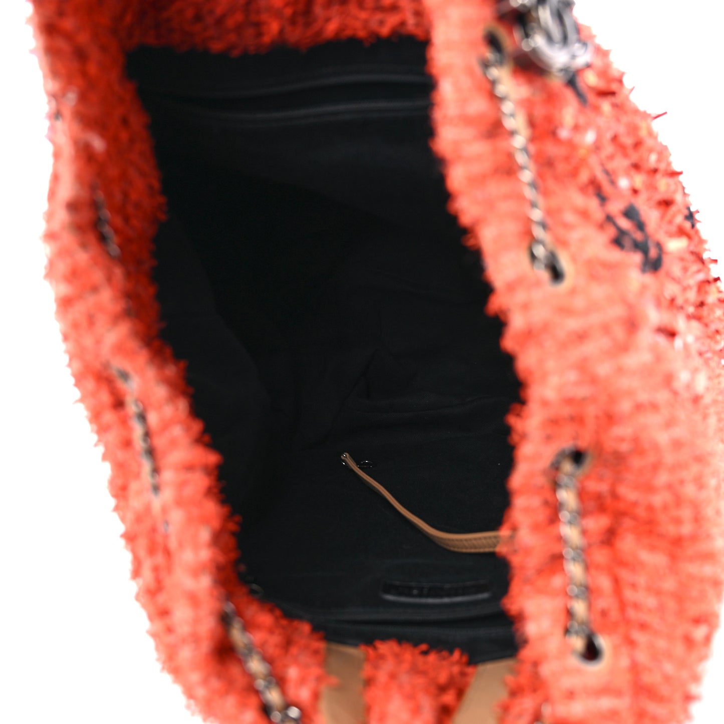 Tweed Sequins Embroidered Cubano Trip Backpack Orange Coral