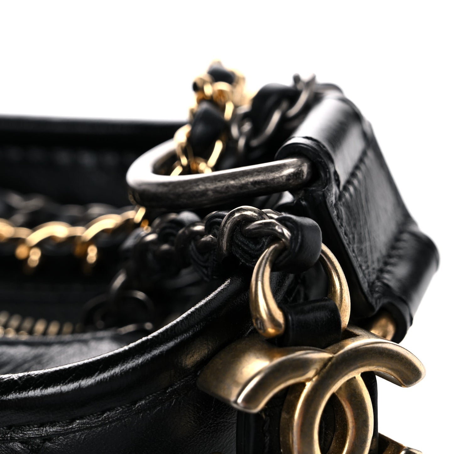 Aged Calfskin Quilted Small Gabrielle Hobo Black