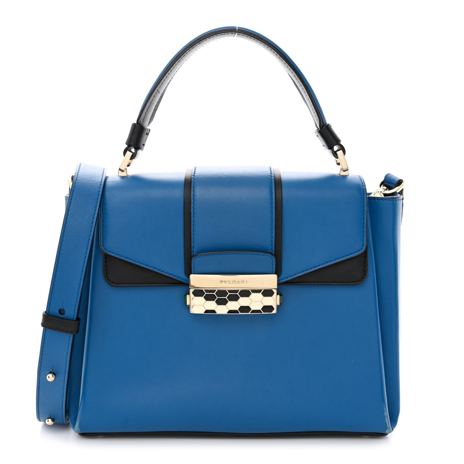 Bulgari Calfskin Serpenti Viper Top Handle Bag Blue 1 of 18