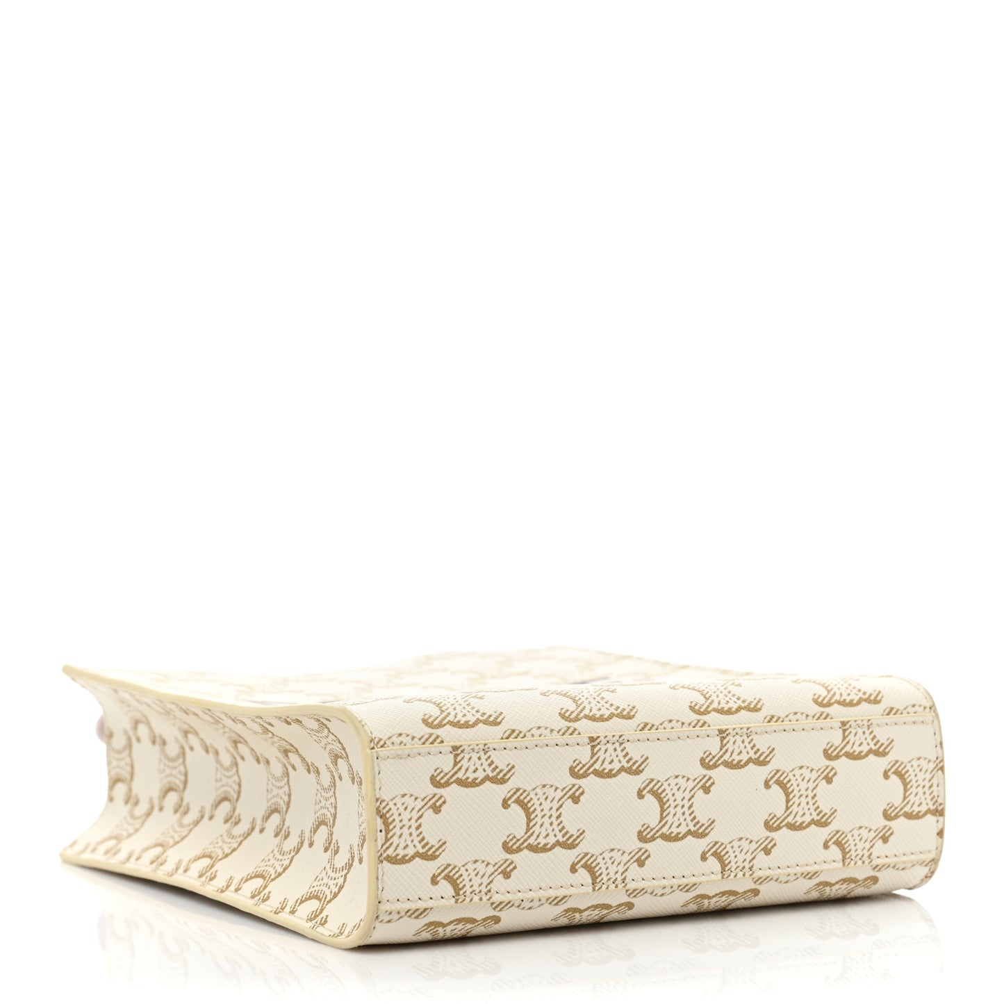 Triomphe Canvas Calfskin Mini Vertical Cabas White