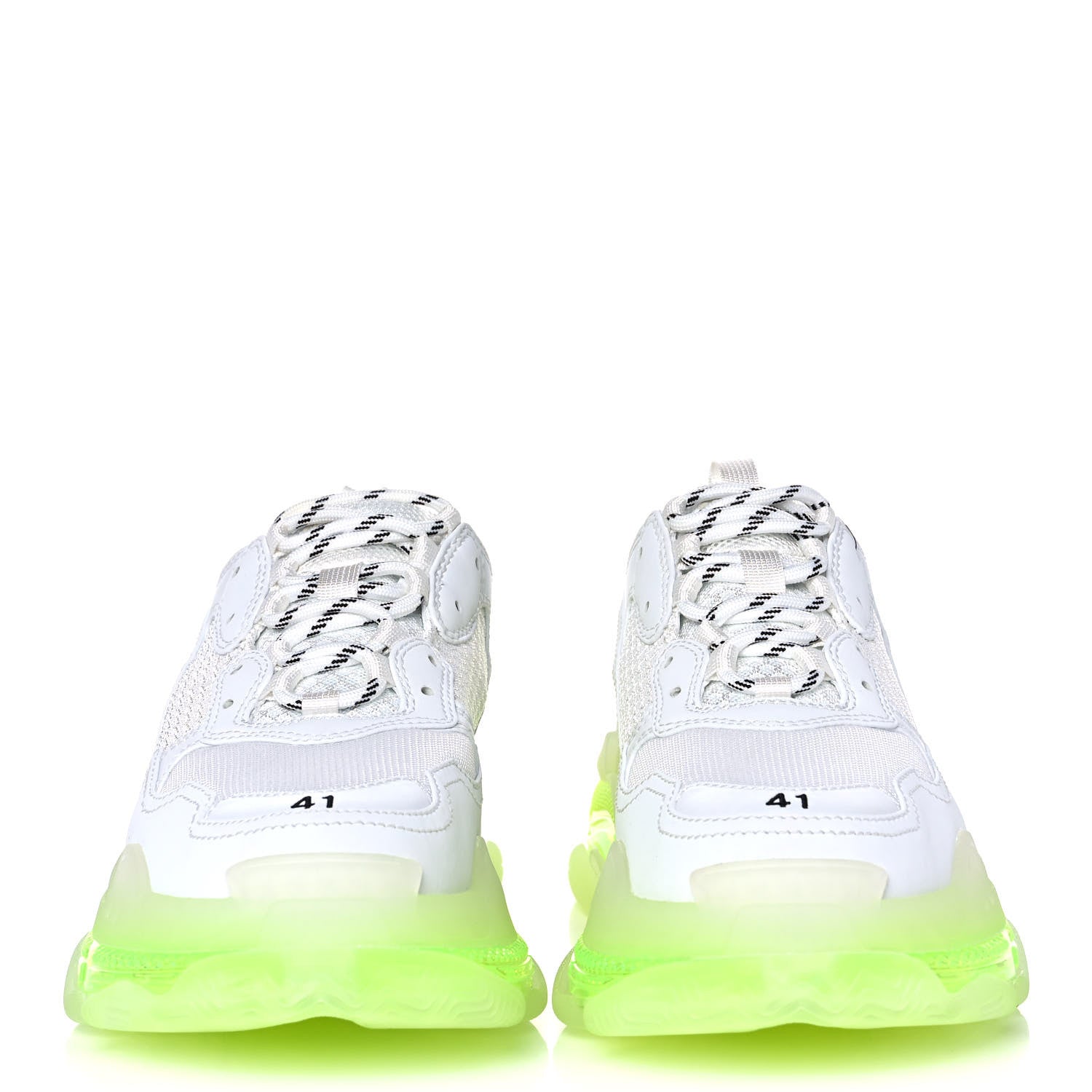 Balenciaga Fabric Mesh Clear Sole Fluo Womens Triple S Sneakers 41 White Fluo Yellow 2 of 10