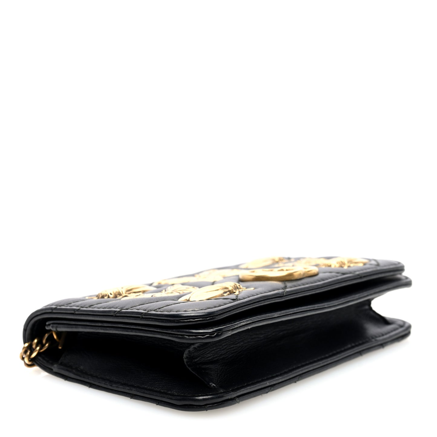 Calfskin Matelasse Mini Animal Studs GG Marmont Bag Black