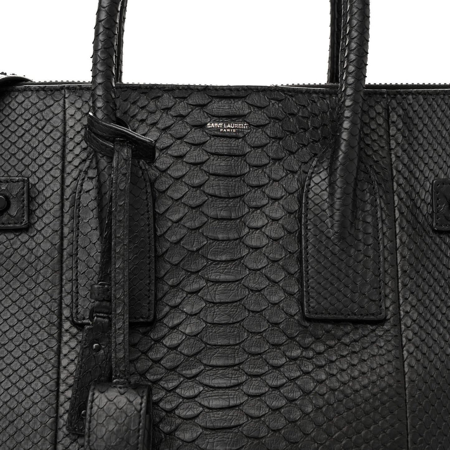 Snakeskin Souple North South Tote Black