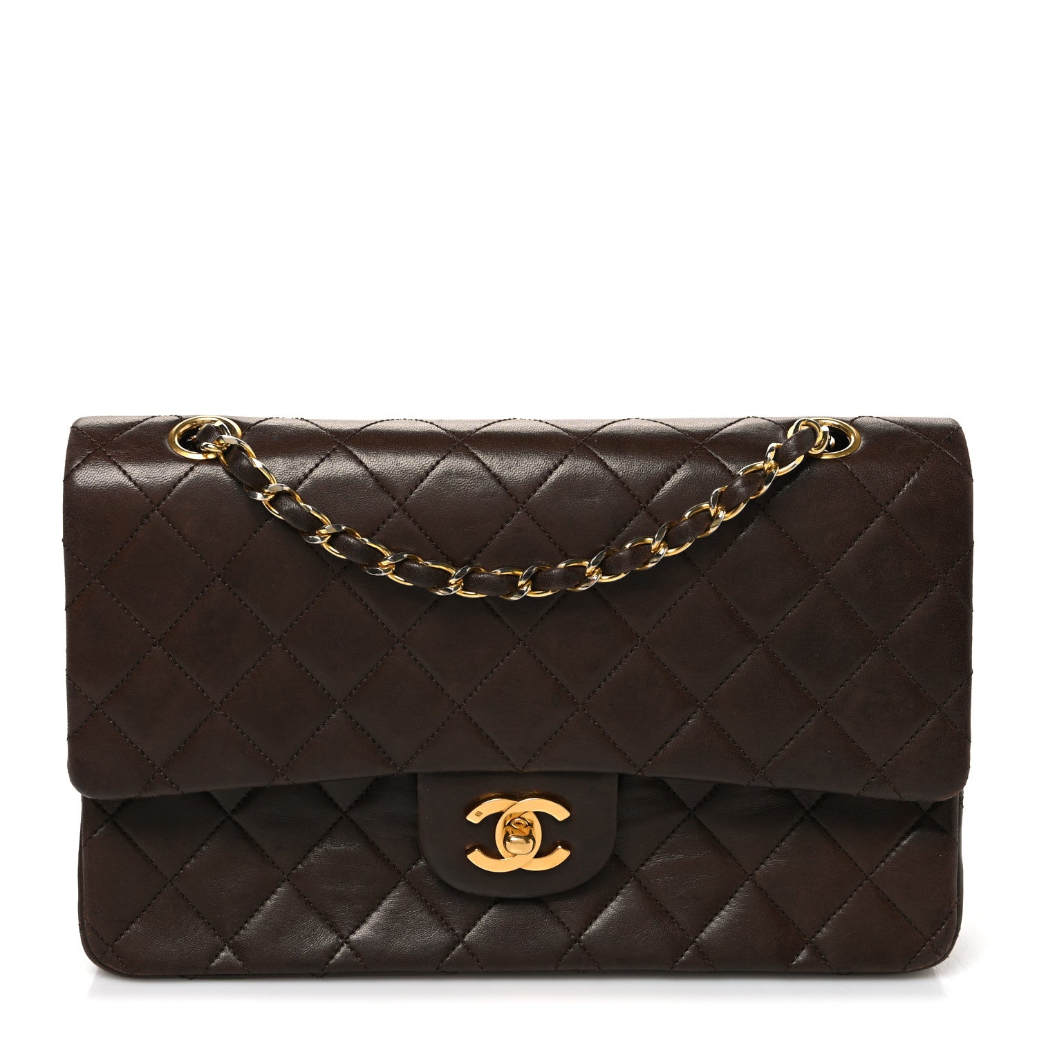 Chanel Lambskin Quilted Medium Double Flap Dark Brown 1911837