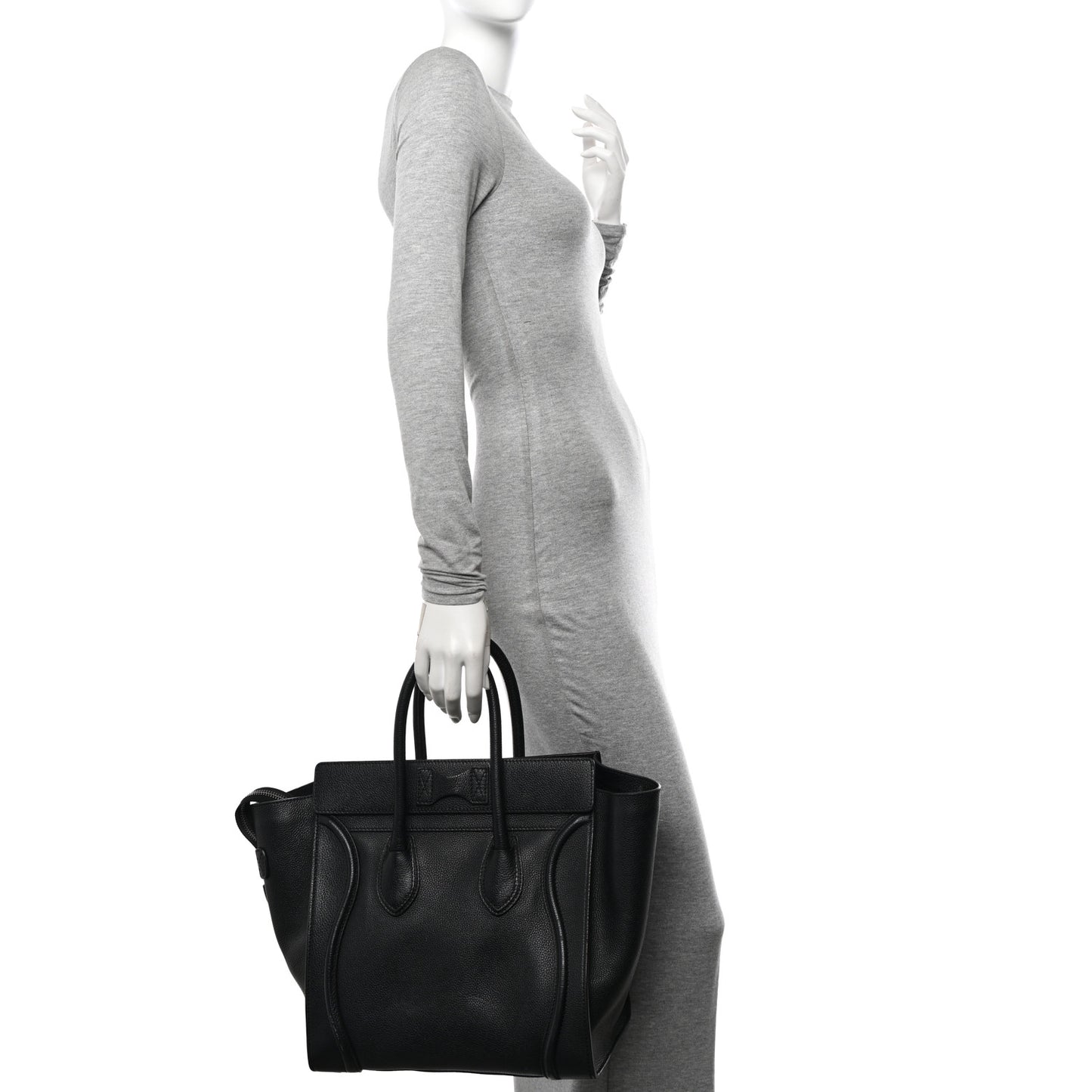 Drummed Calfskin Mini Luggage Black